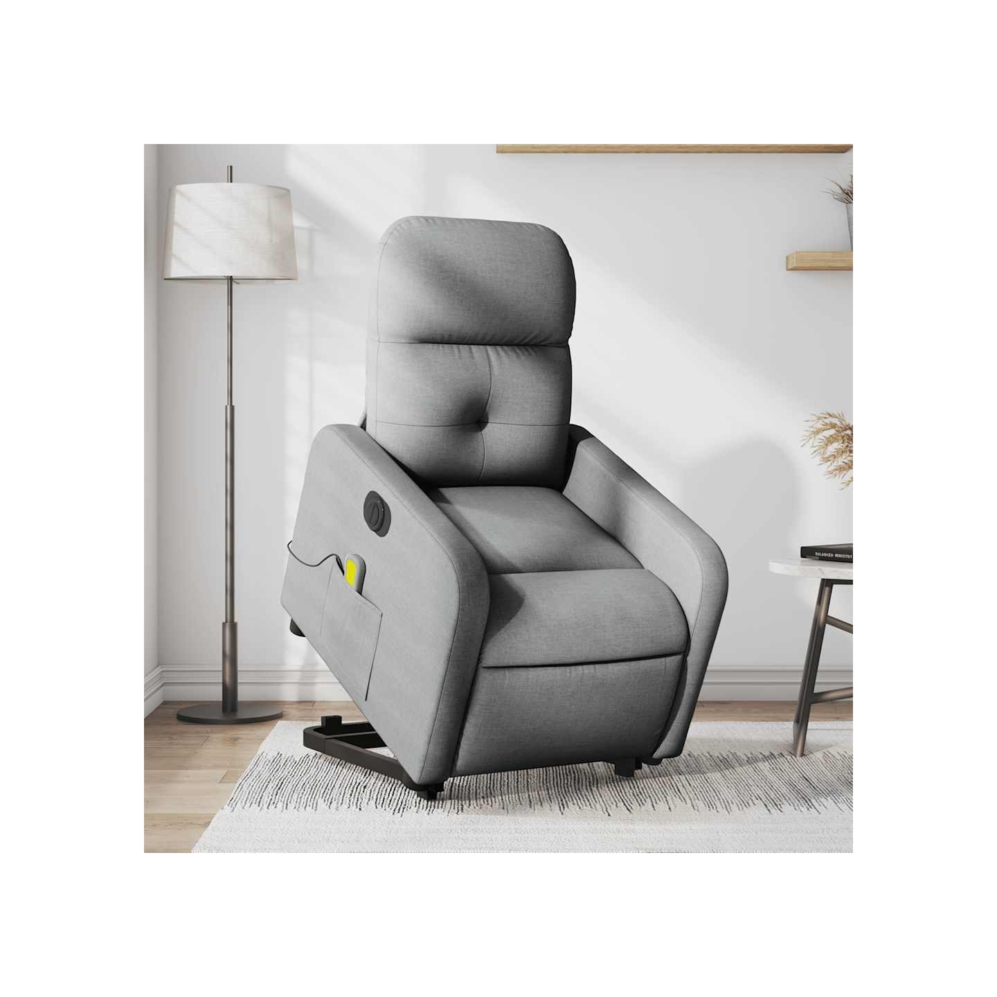 Fauteuil inclinable de massage électrique Gris clair Tissu