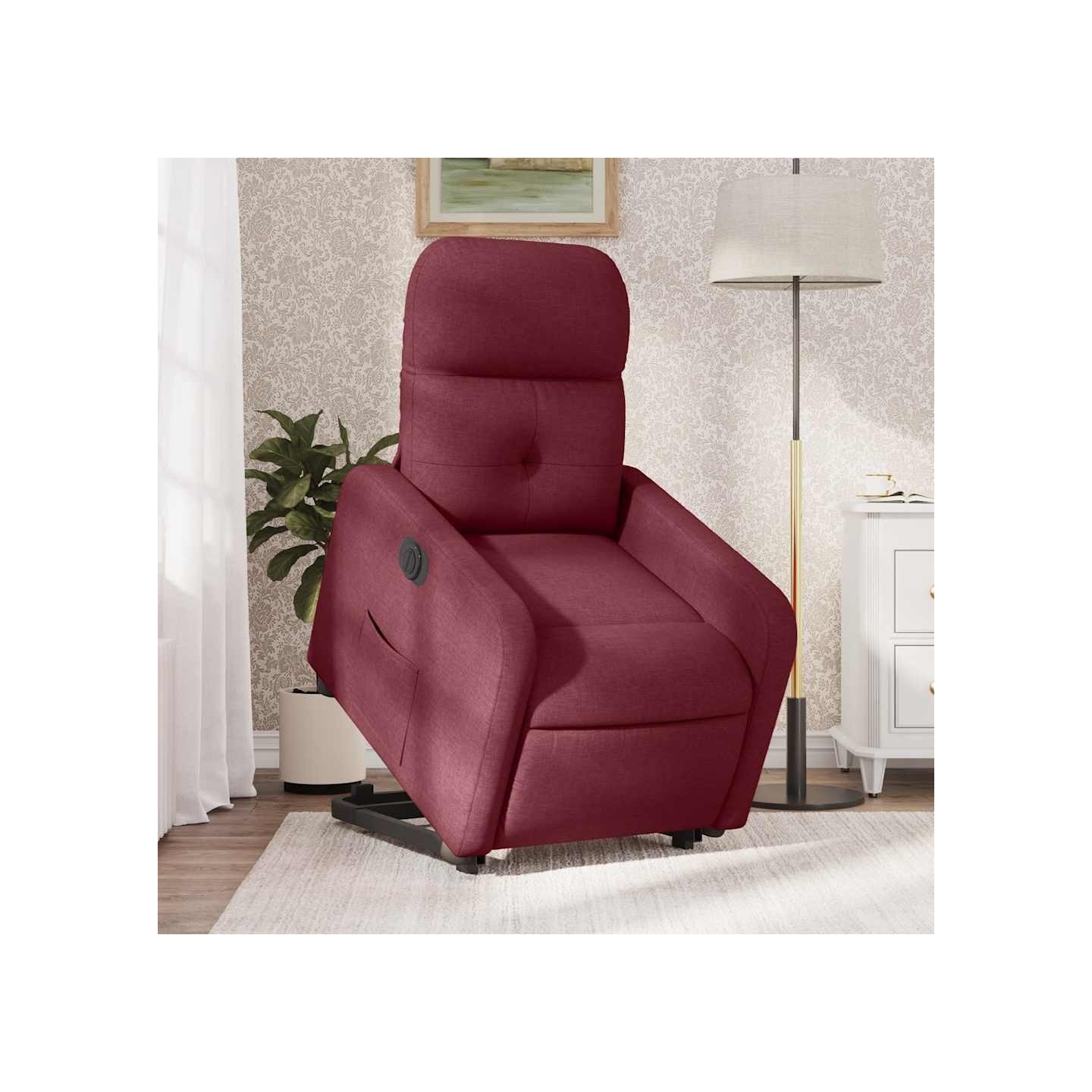 Fauteuil inclinable électrique rouge bordeaux tissu