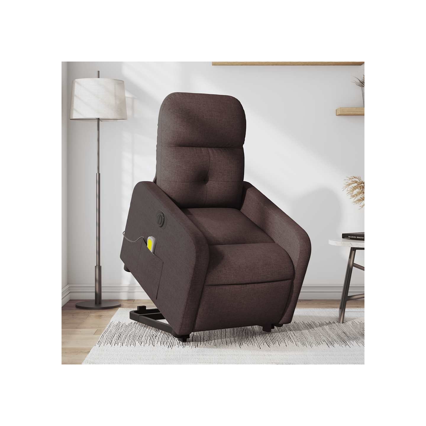 Fauteuil inclinable de massage électrique Marron foncé Tissu