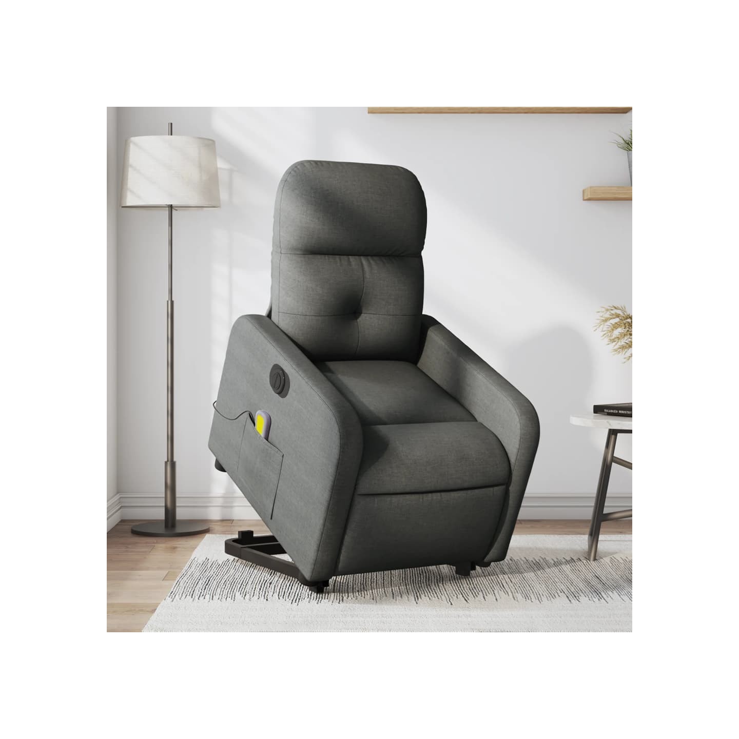 Fauteuil inclinable de massage électrique Gris foncé Tissu