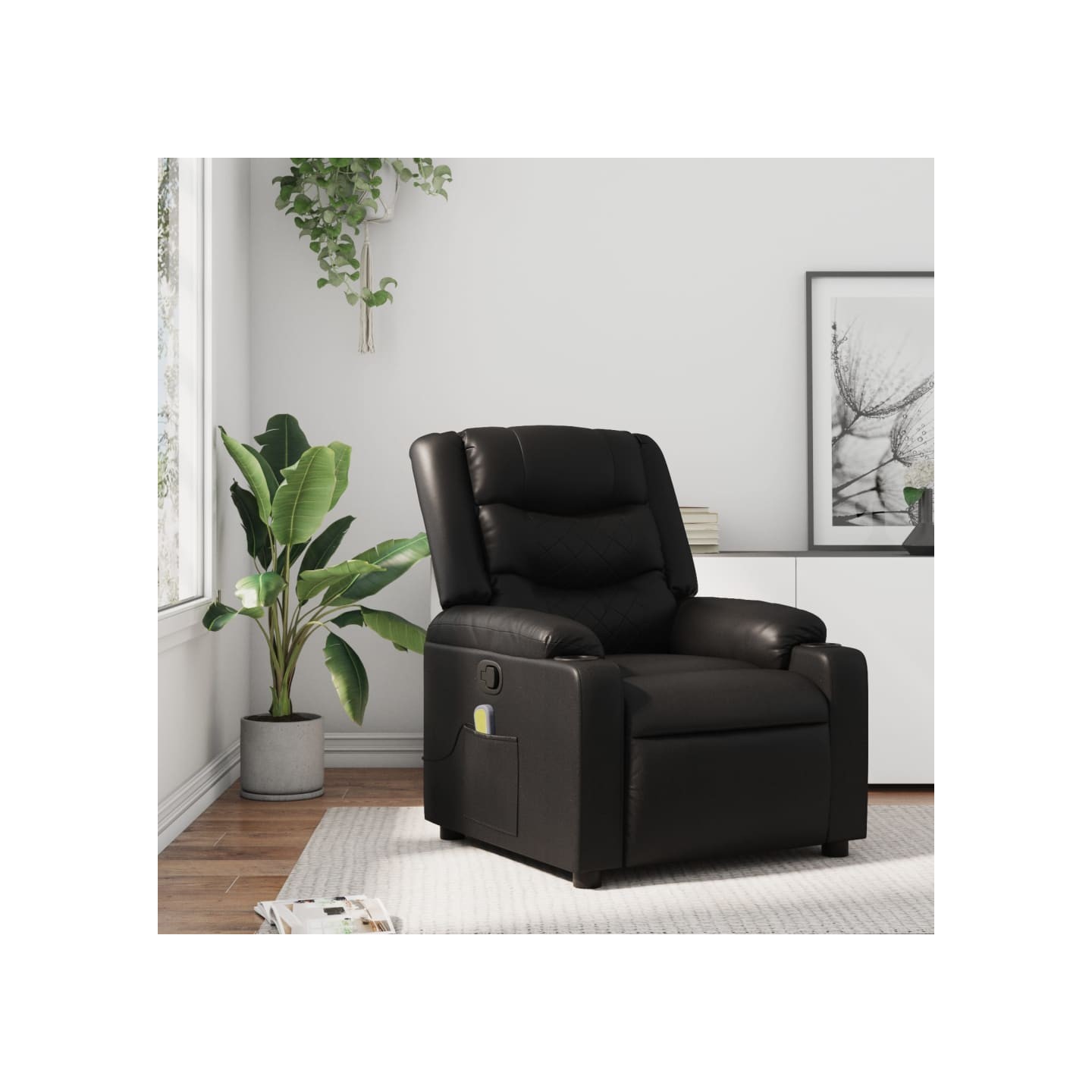 Fauteuil de massage inclinable noir similicuir