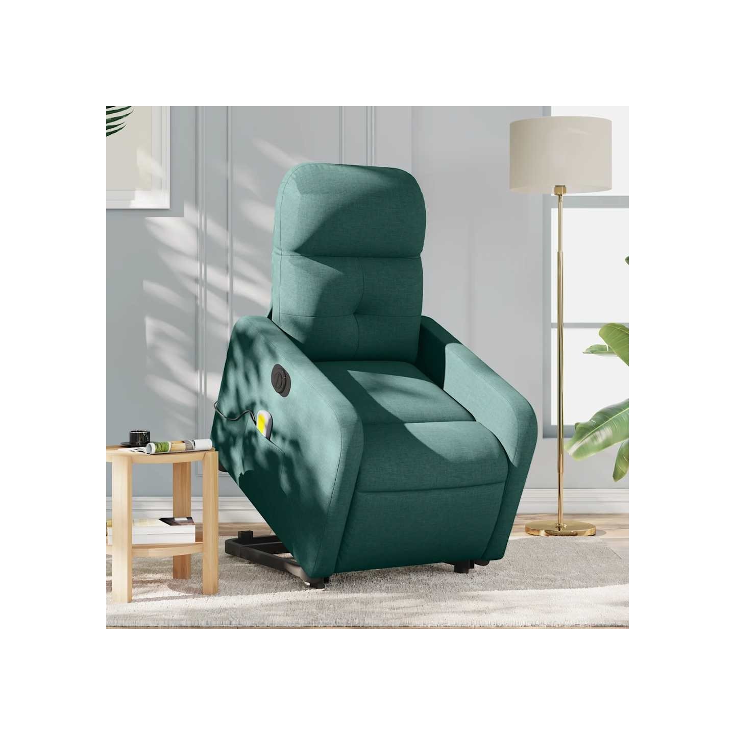 Fauteuil inclinable de massage électrique Vert foncé Tissu