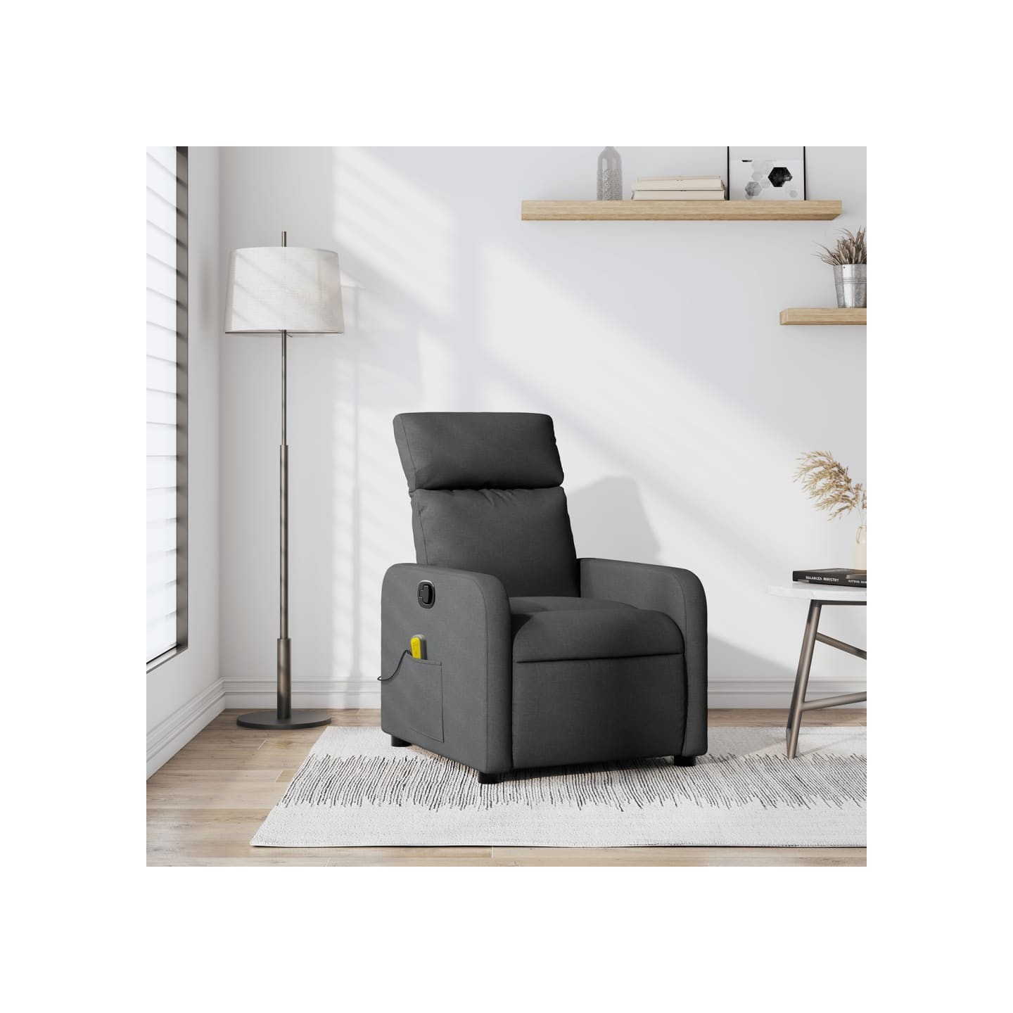 Fauteuil inclinable de massage en tissu gris foncé