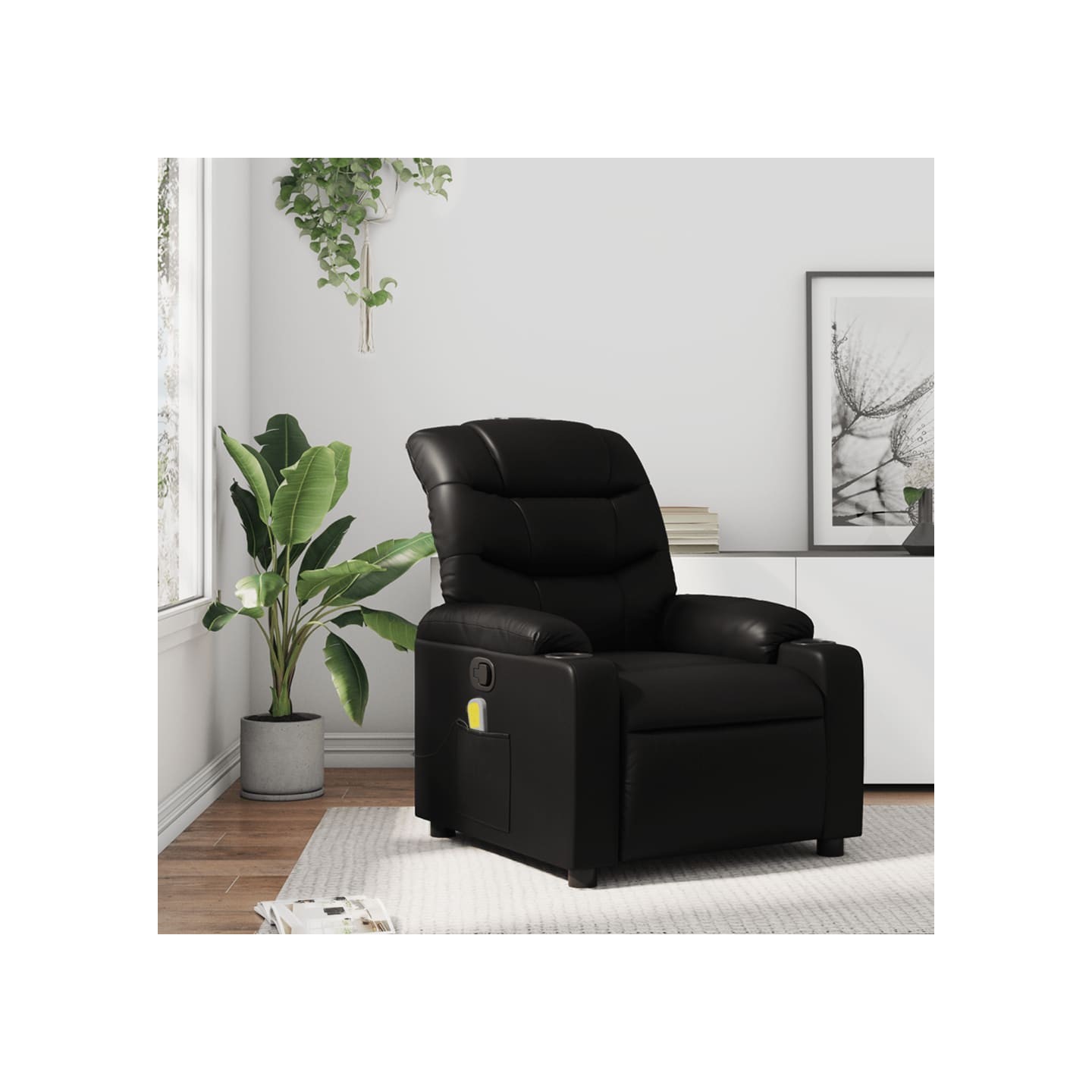 Fauteuil de massage inclinable noir similicuir