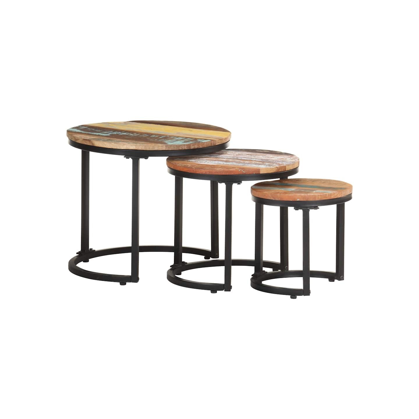 Tables d'appoint 3 pcs Bois de récupération massif