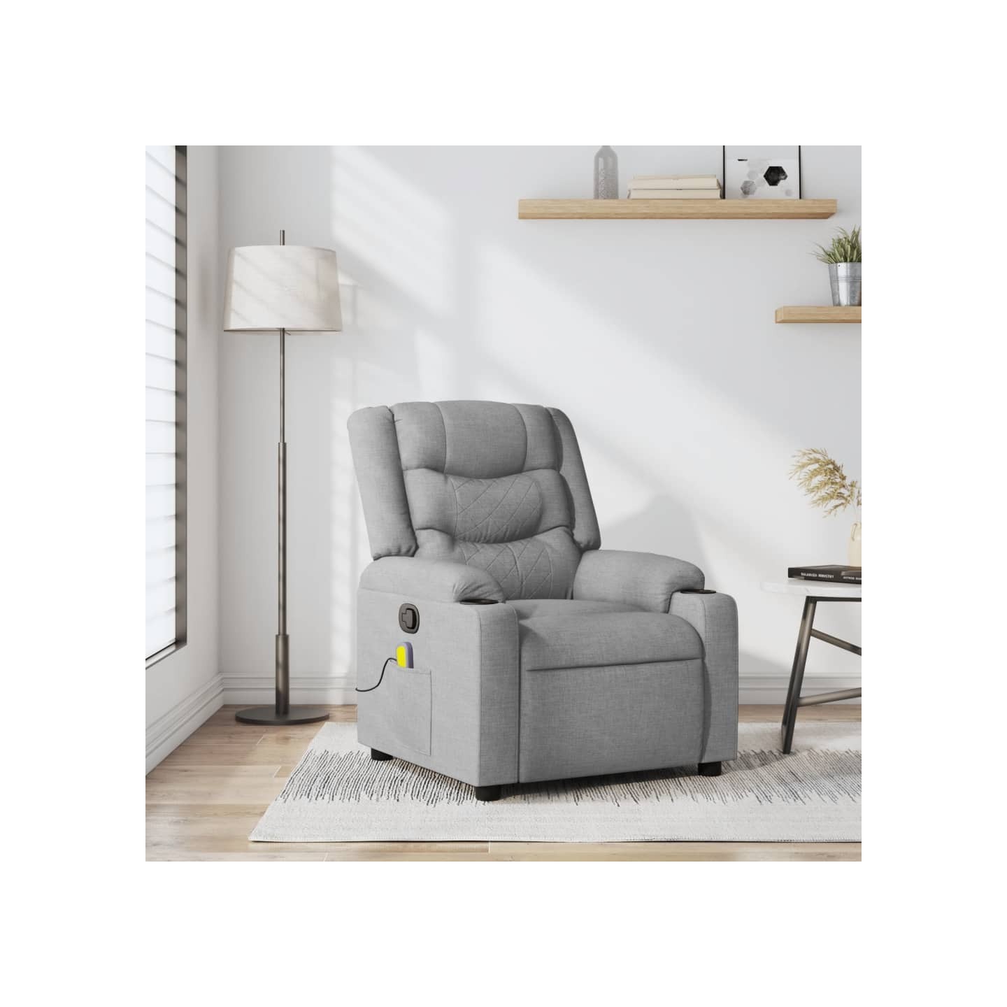 Fauteuil inclinable de massage en tissu gris clair