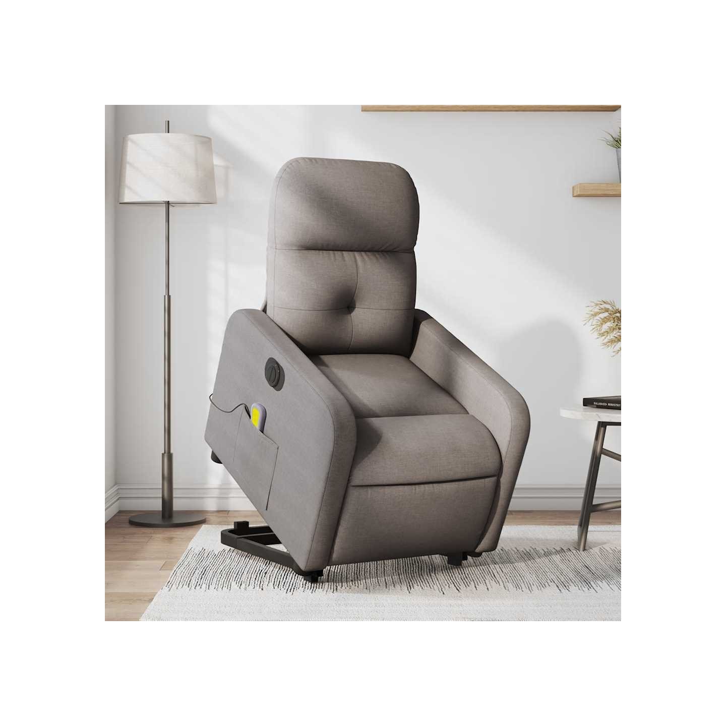 Fauteuil inclinable de massage électrique Taupe Tissu