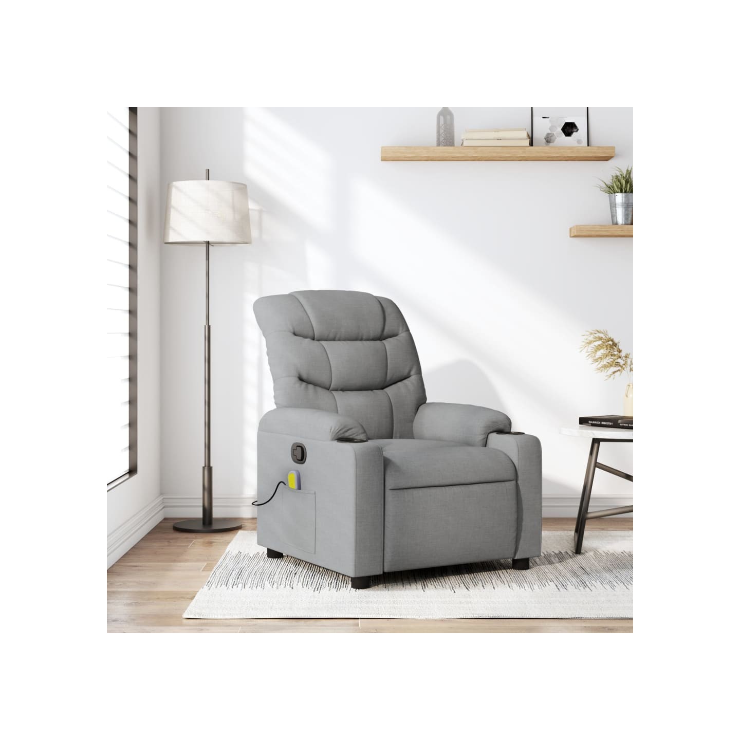 Fauteuil de massage inclinable gris clair tissu