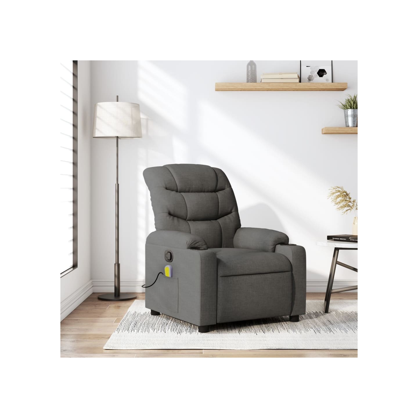 Fauteuil de massage inclinable gris foncé tissu