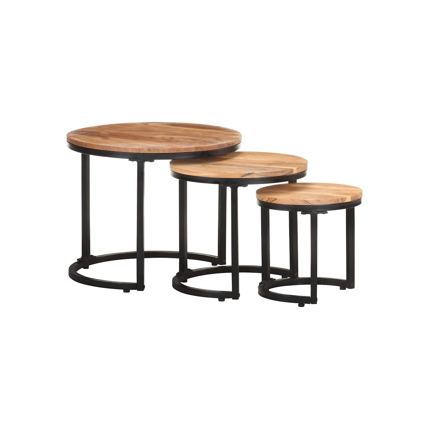 Tables d'appoint 3 pcs Bois d'acacia solide