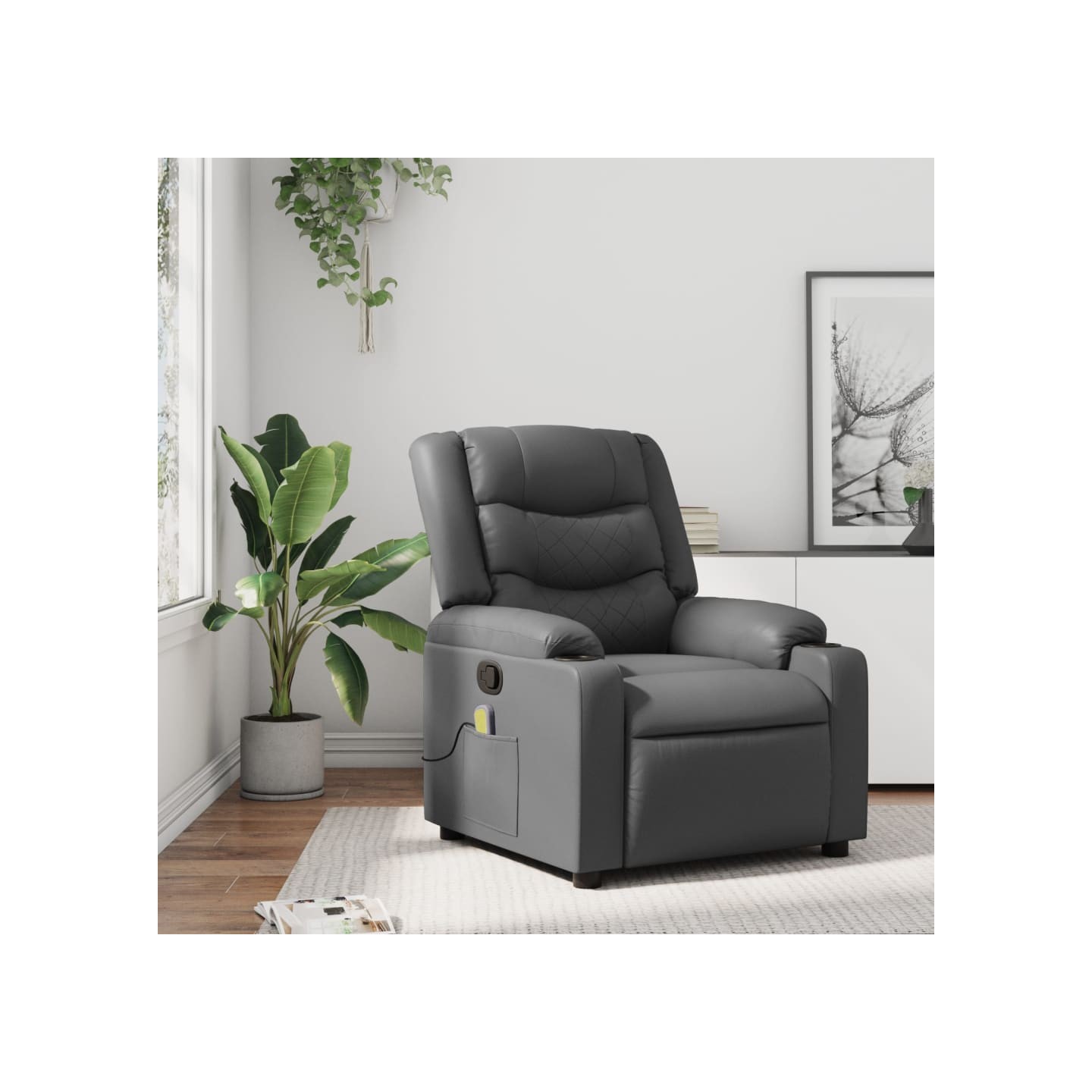 Fauteuil de massage inclinable gris similicuir