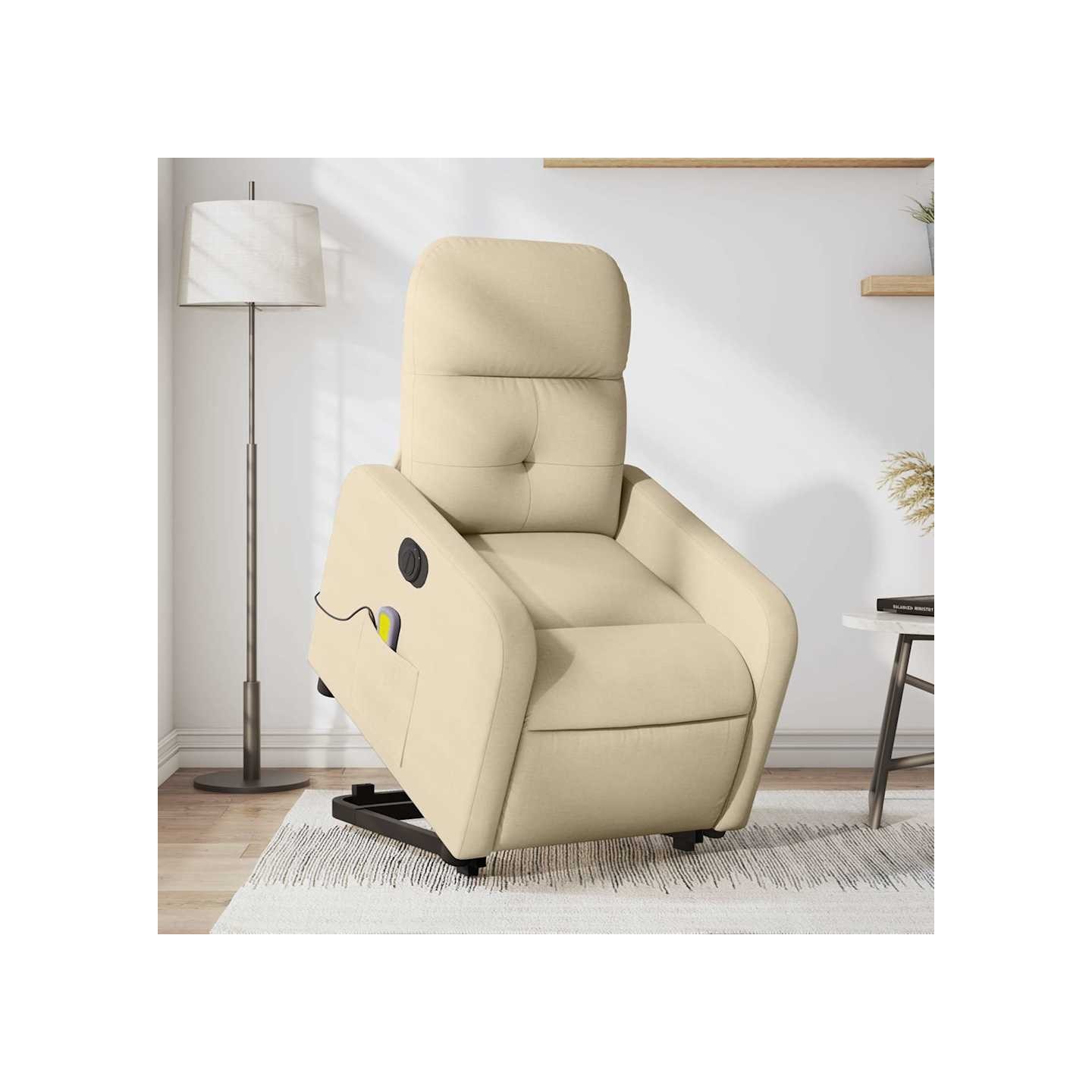 Fauteuil inclinable de massage électrique Crème Tissu