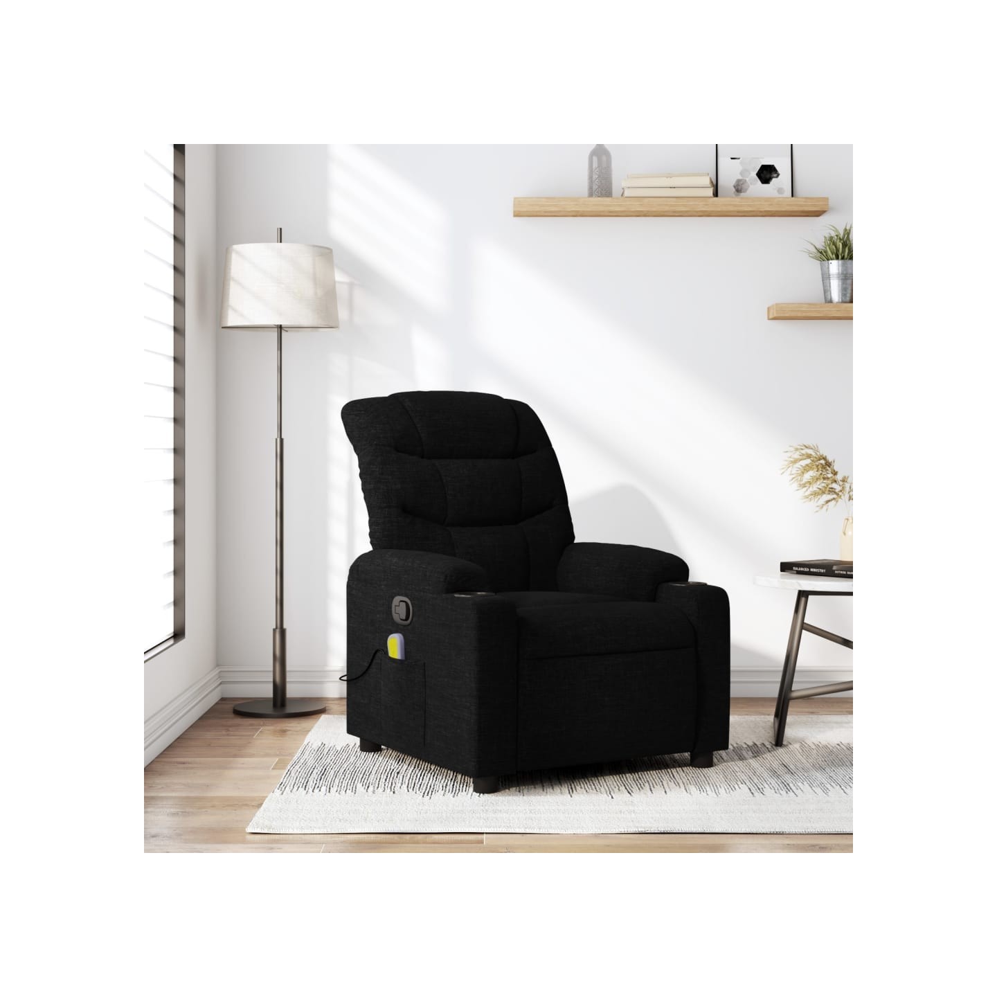 Fauteuil de massage inclinable noir tissu