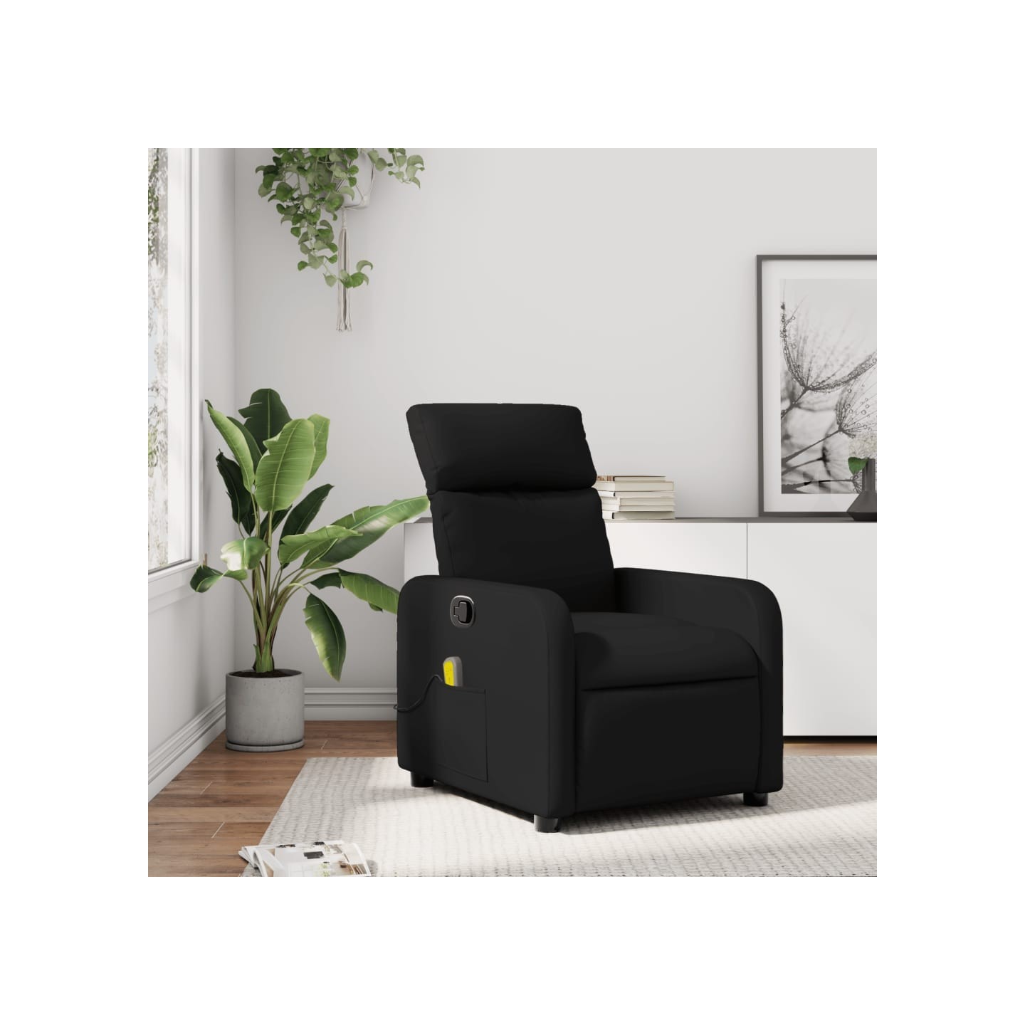 Fauteuil inclinable massant en similicuir noir