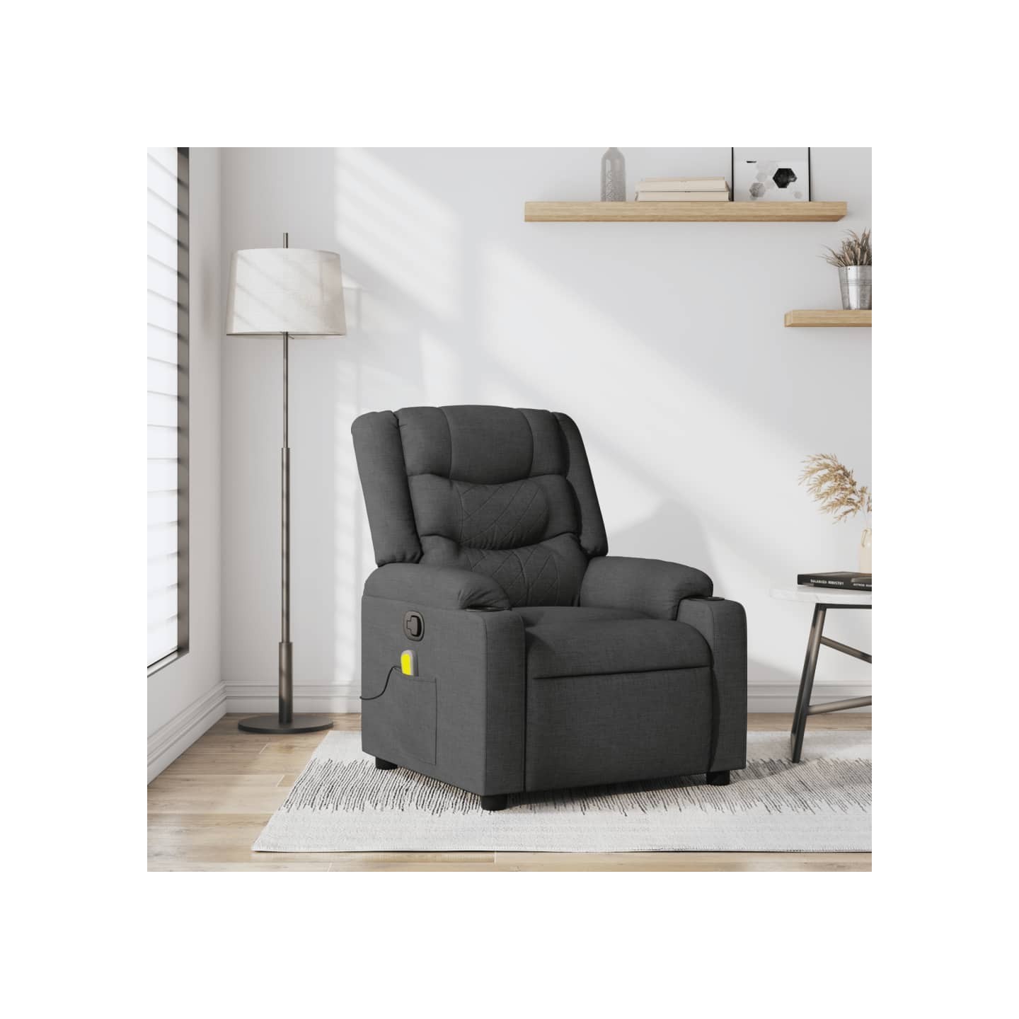 Fauteuil inclinable de massage gris foncé tissu