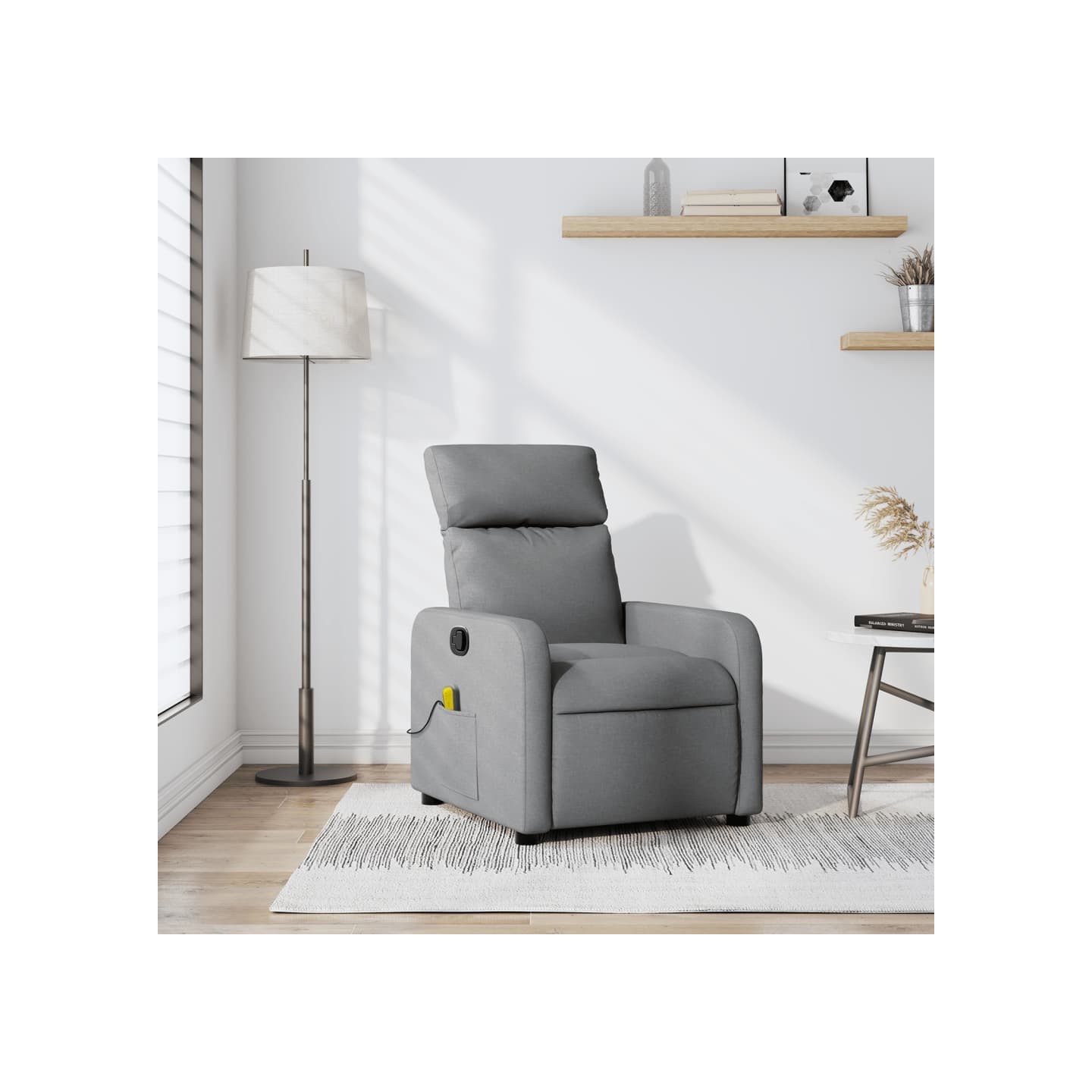 Fauteuil inclinable de massage en tissu gris clair