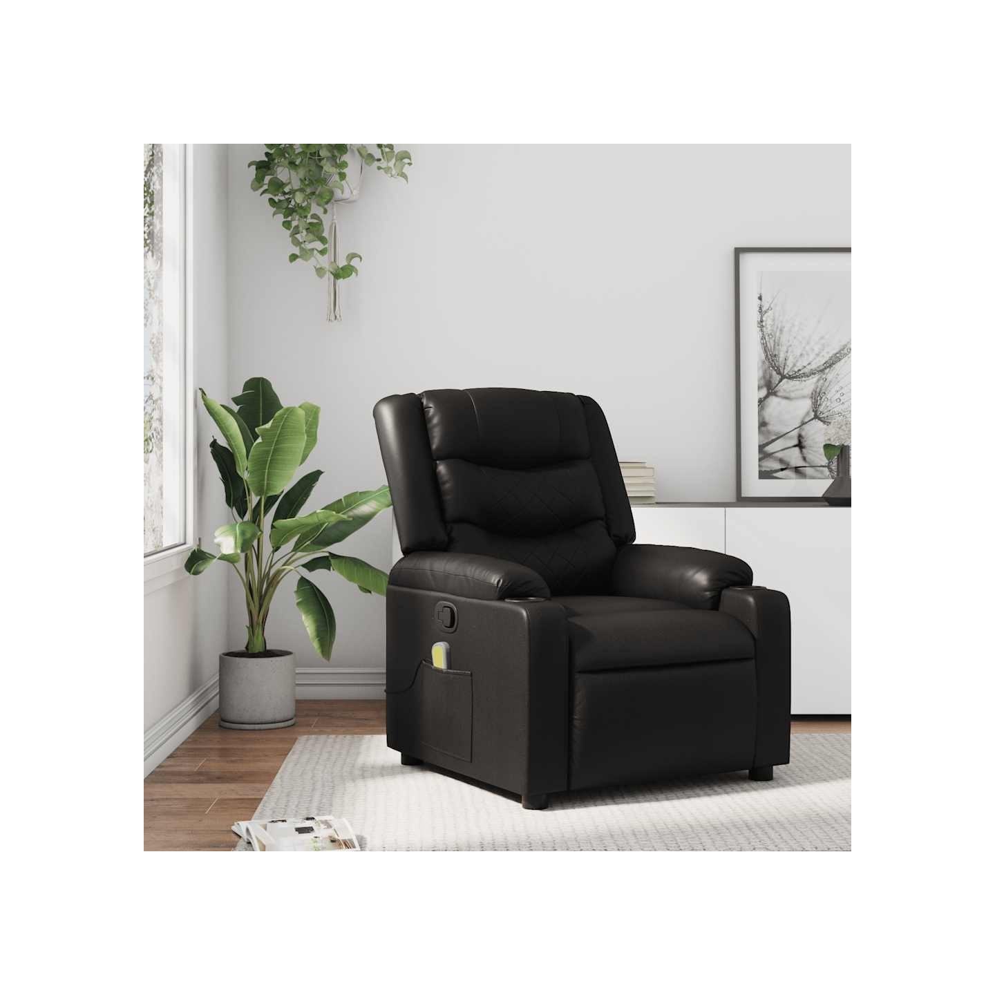 Fauteuil de massage inclinable noir similicuir