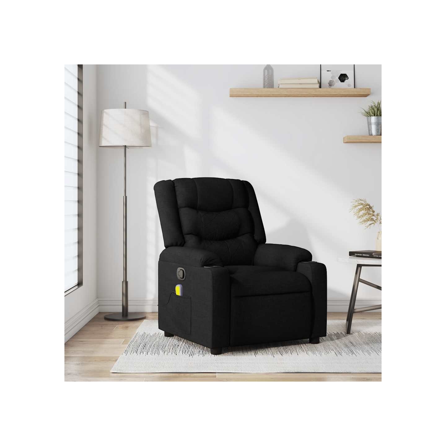Fauteuil inclinable de massage noir tissu