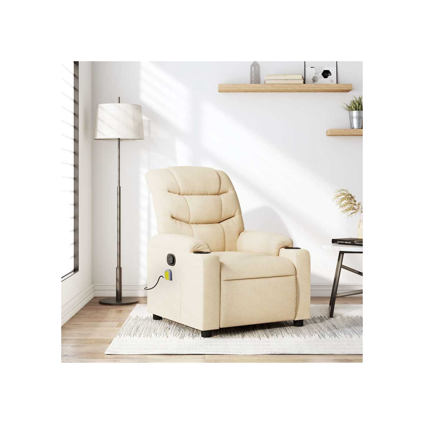 Fauteuil inclinable de massage crème tissu