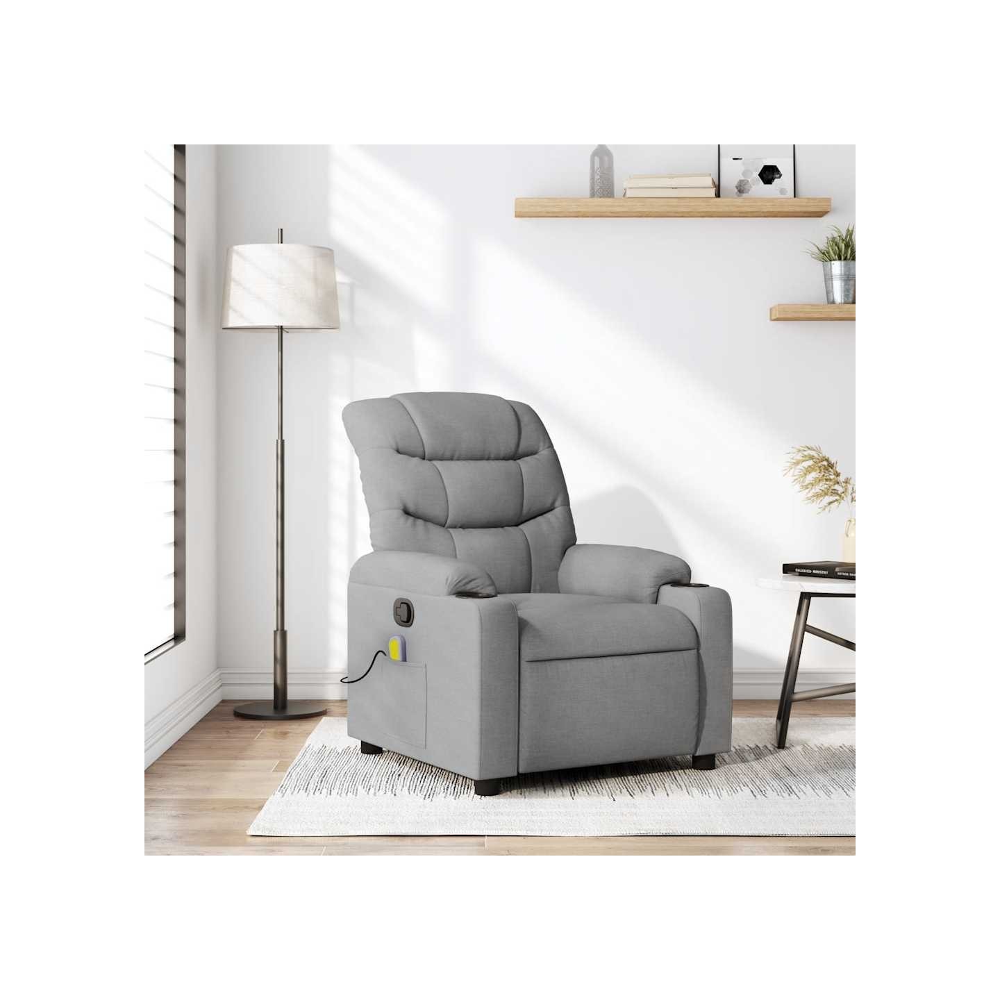 Fauteuil inclinable de massage gris clair tissu