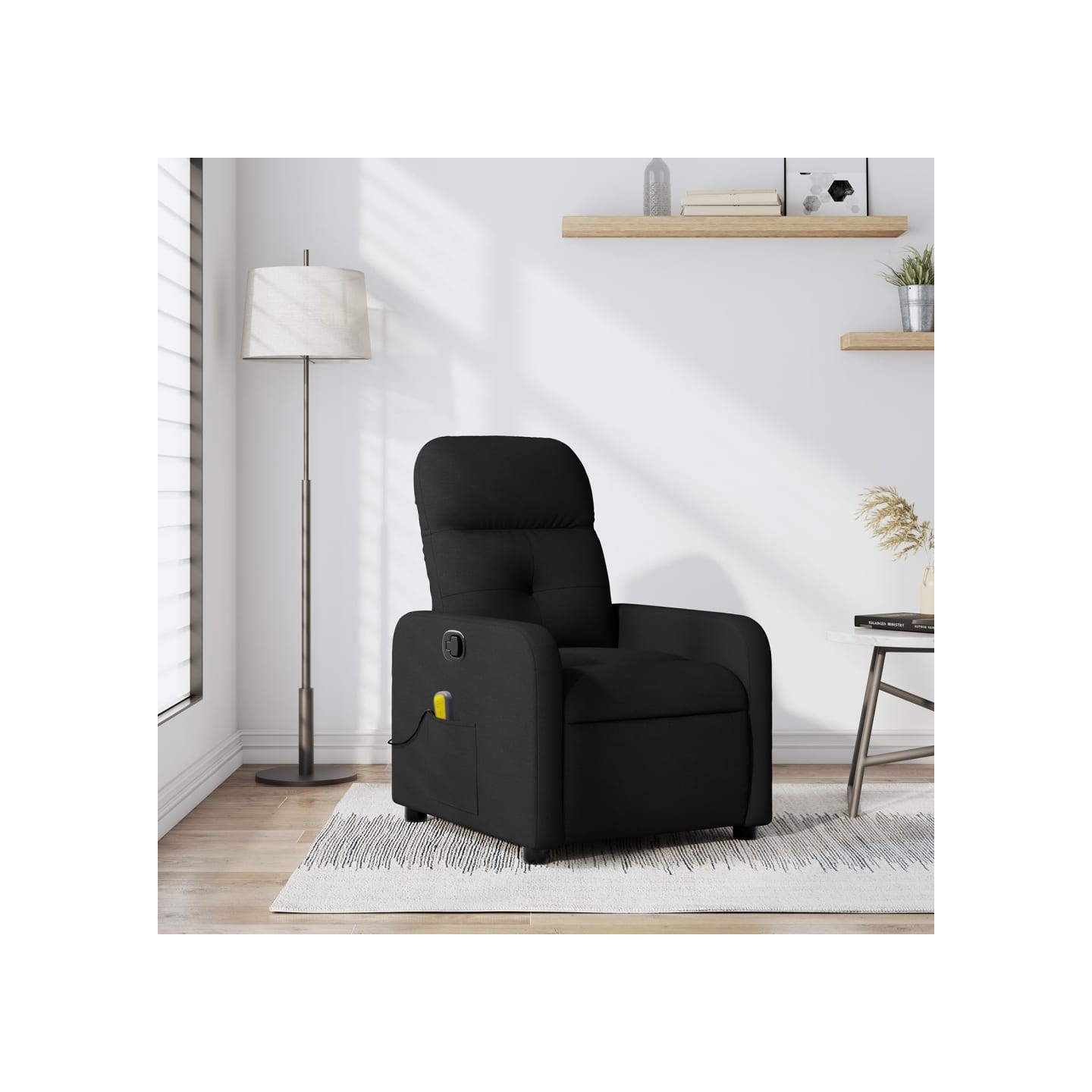 Fauteuil inclinable de massage noir tissu