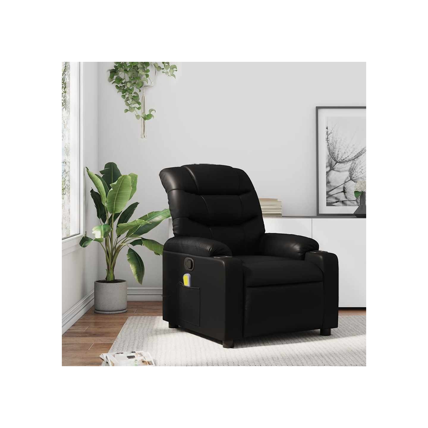 Fauteuil de massage inclinable noir similicuir