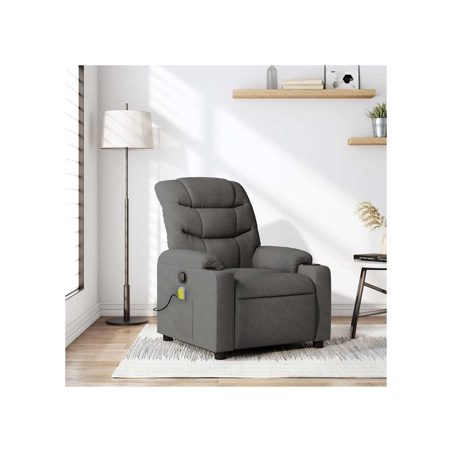Fauteuil inclinable de massage gris foncé tissu