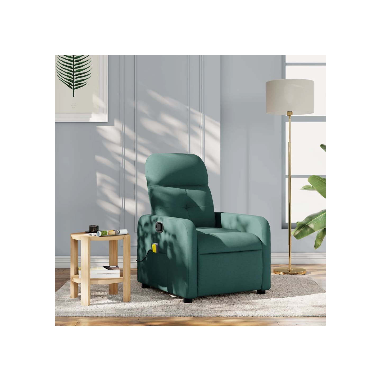 Fauteuil inclinable de massage vert foncé tissu