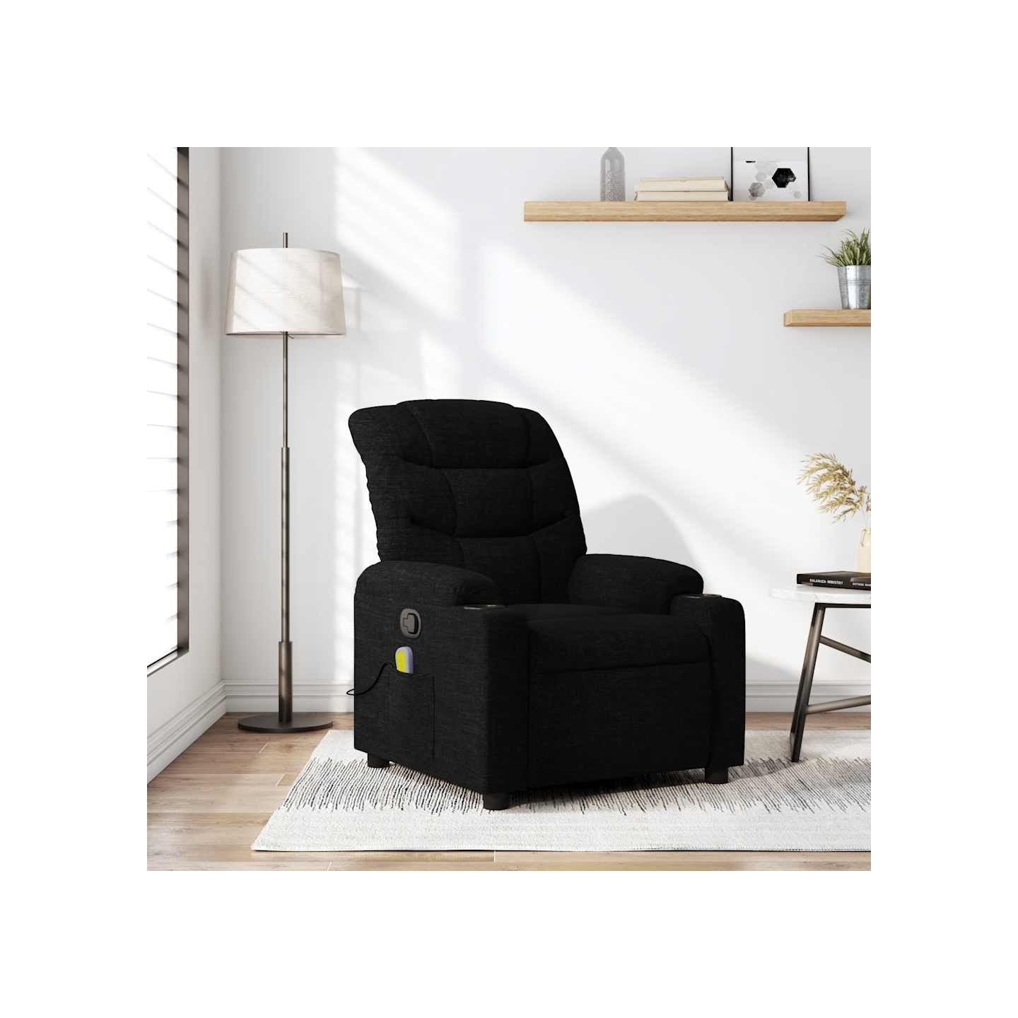Fauteuil inclinable de massage noir tissu