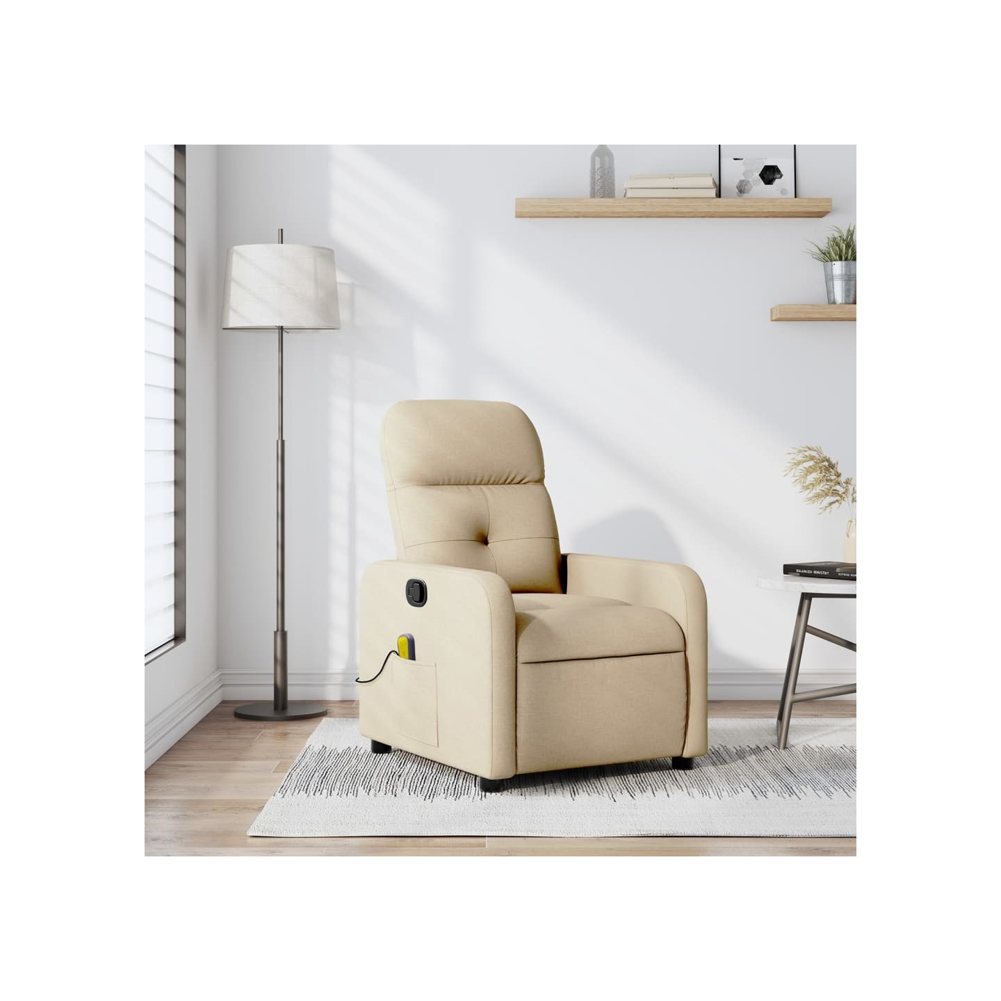 Fauteuil inclinable de massage crème tissu
