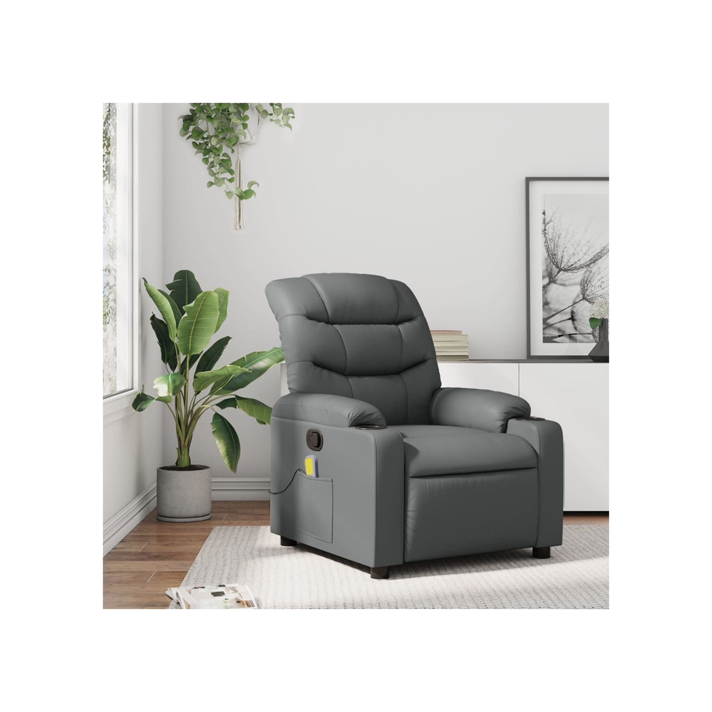 Fauteuil de massage inclinable gris similicuir