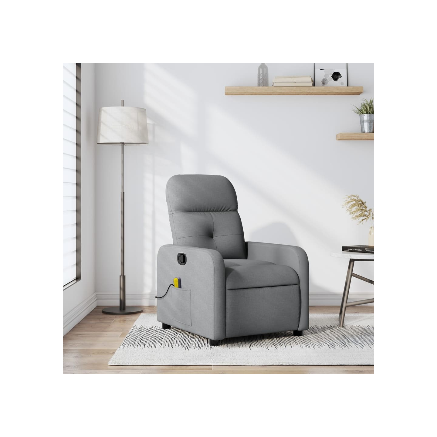 Fauteuil inclinable de massage gris clair tissu