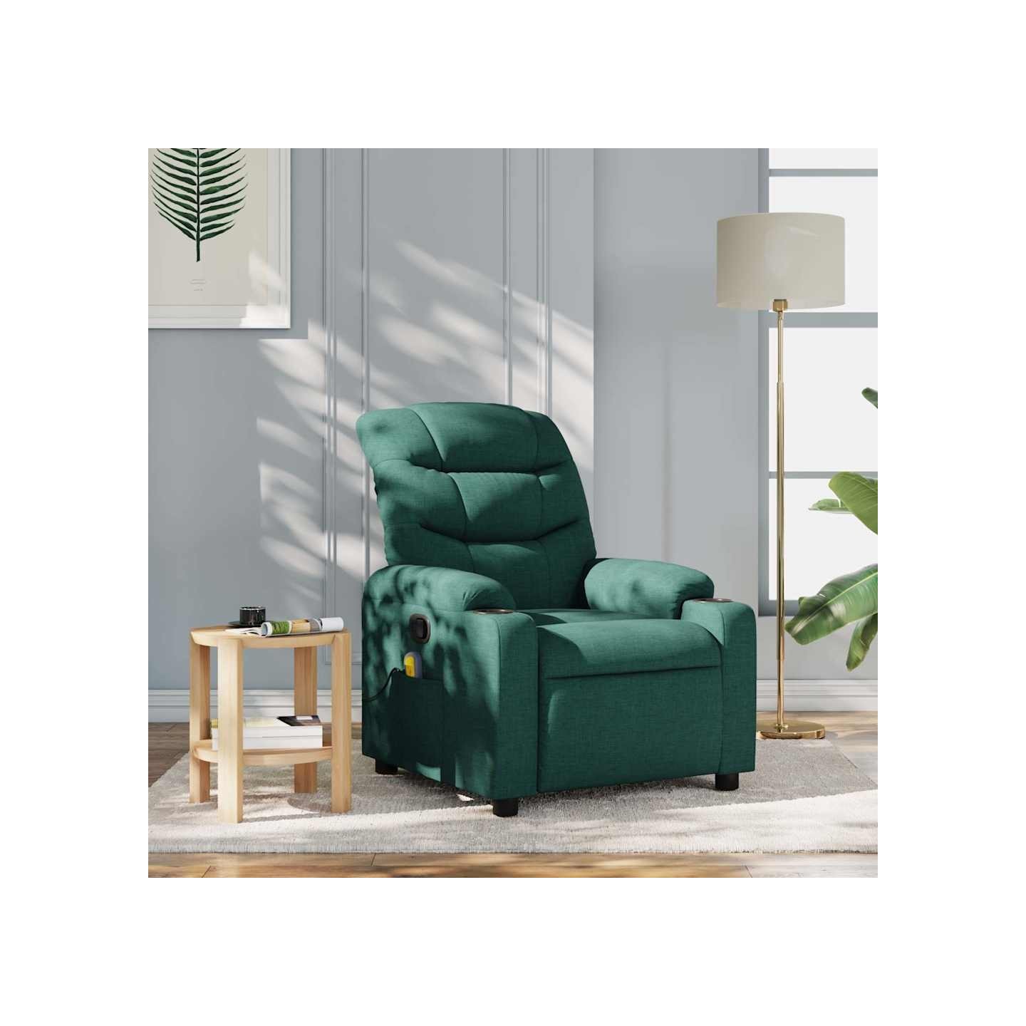 Fauteuil inclinable de massage vert foncé tissu