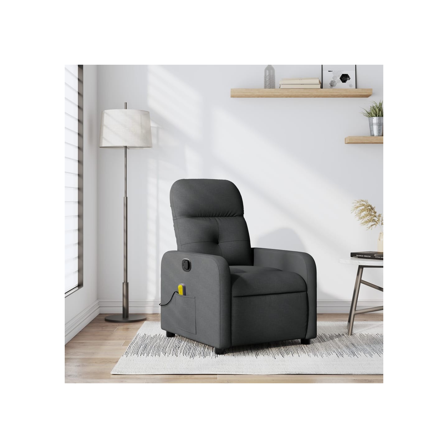 Fauteuil inclinable de massage gris foncé tissu