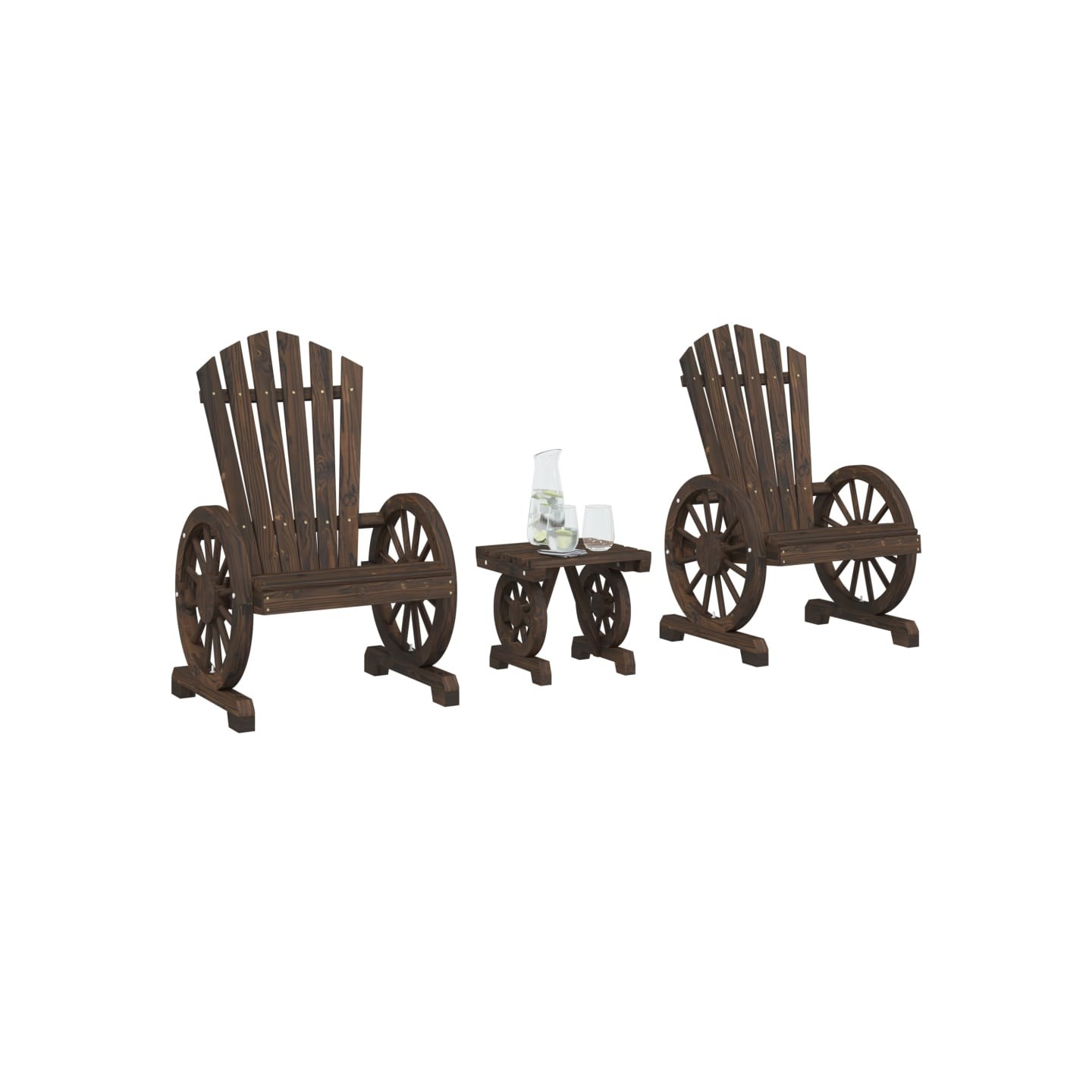 Salon de jardin 3 pcs bois de sapin massif
