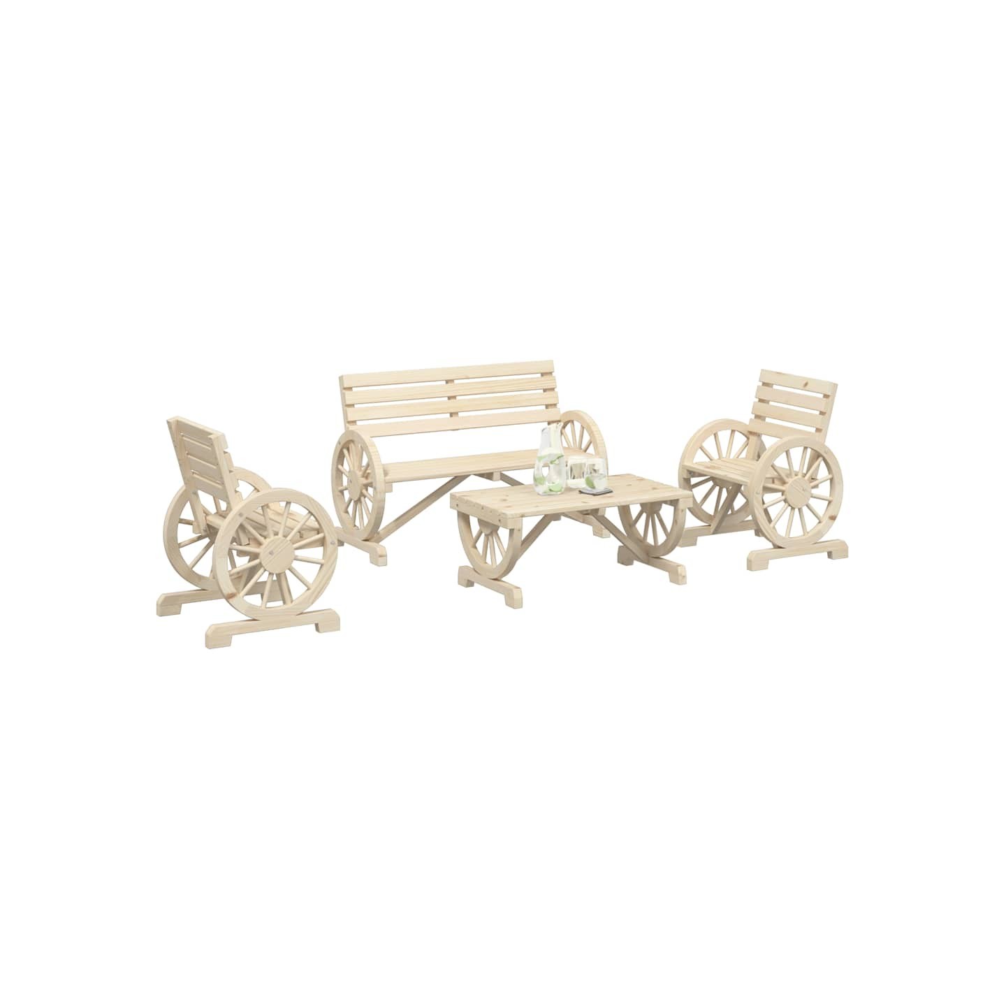 Salon de jardin 4 pcs bois de sapin massif