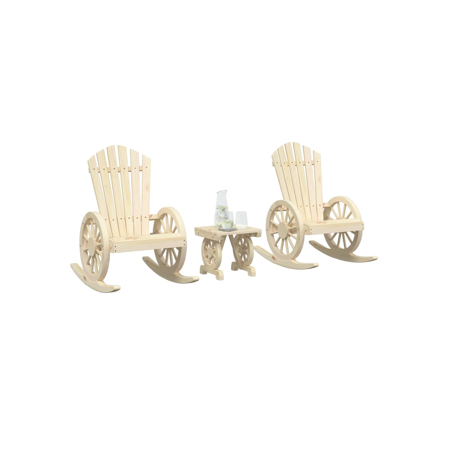 Salon de jardin 3 pcs bois de sapin massif