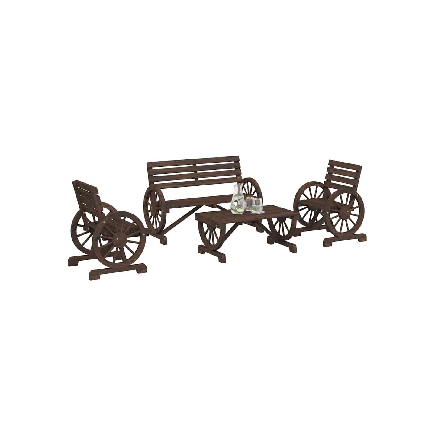 Salon de jardin 4 pcs bois de sapin massif