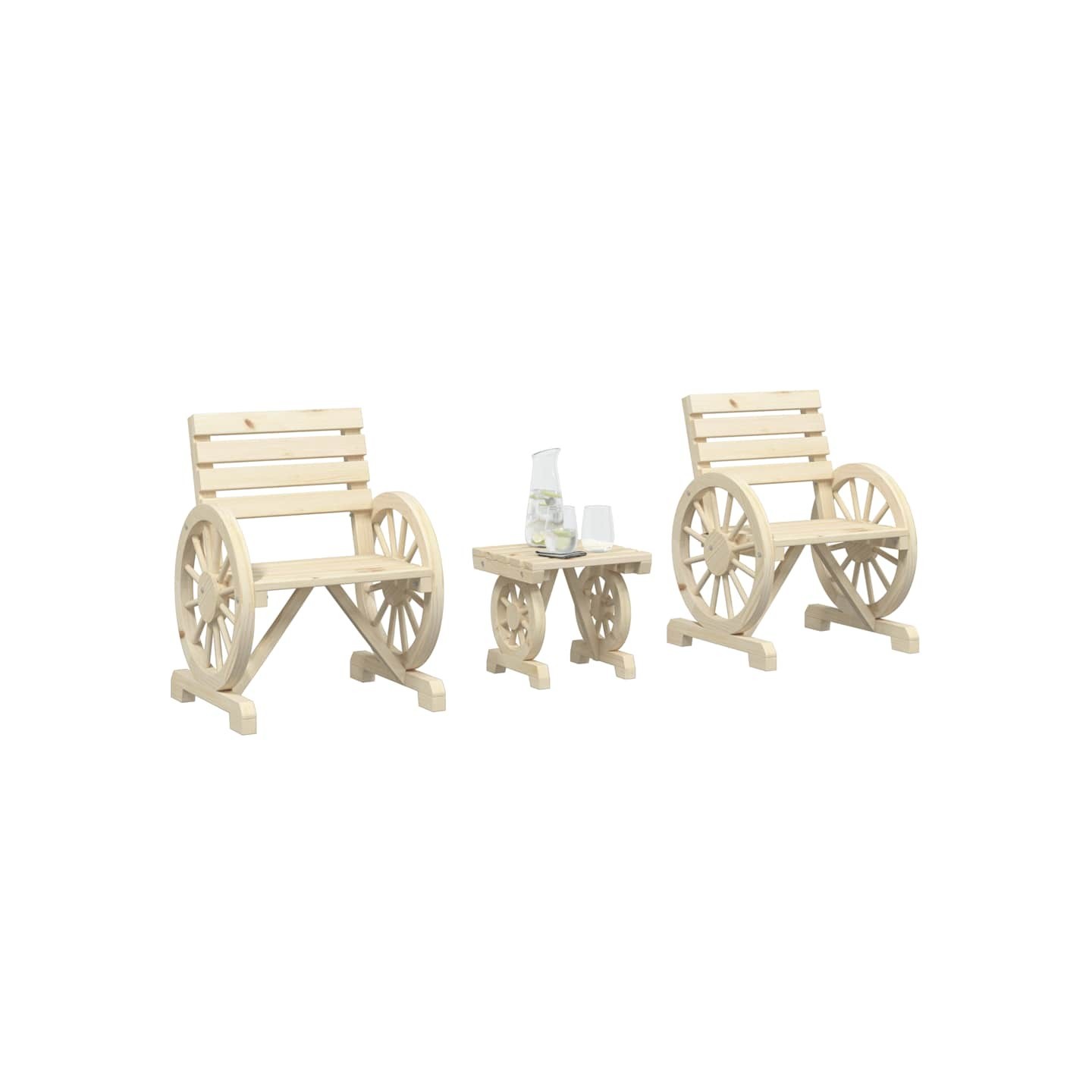 Salon de jardin 3 pcs bois de sapin massif