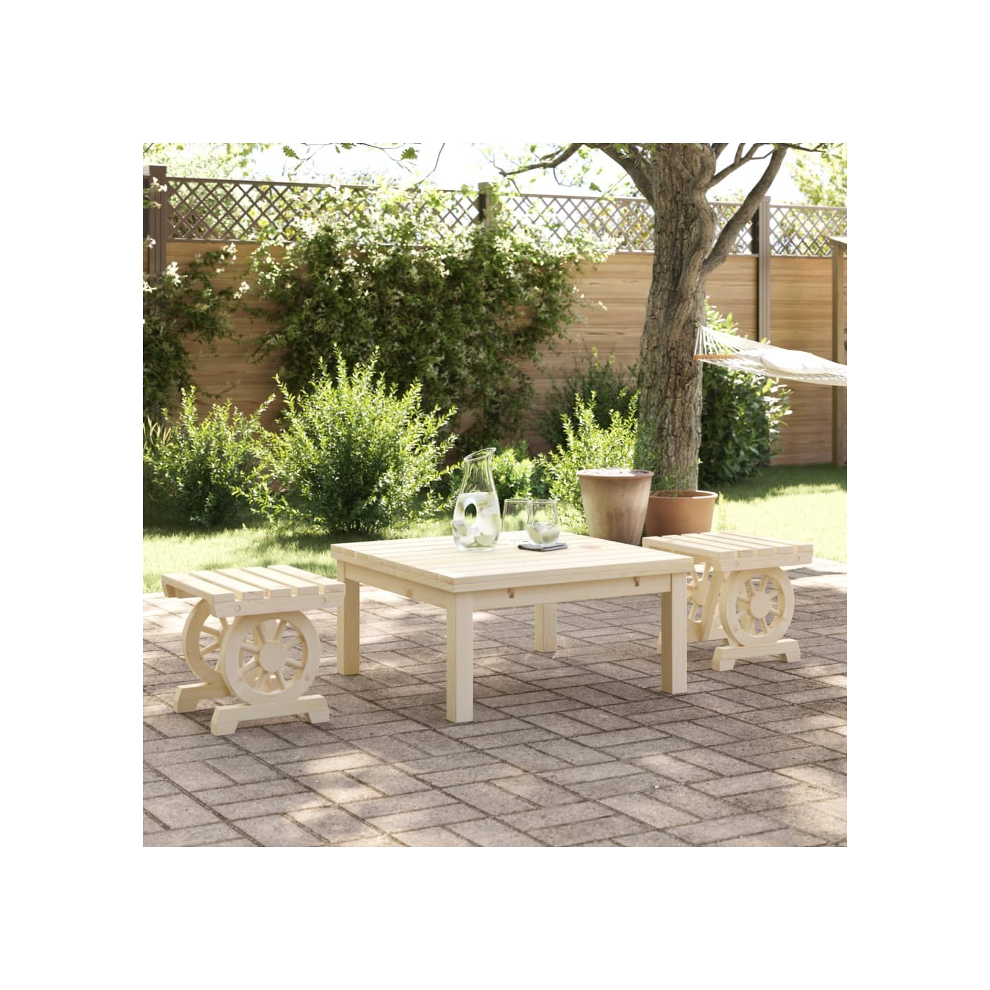 Repose-pieds de jardin lot de 2 bois de sapin massif