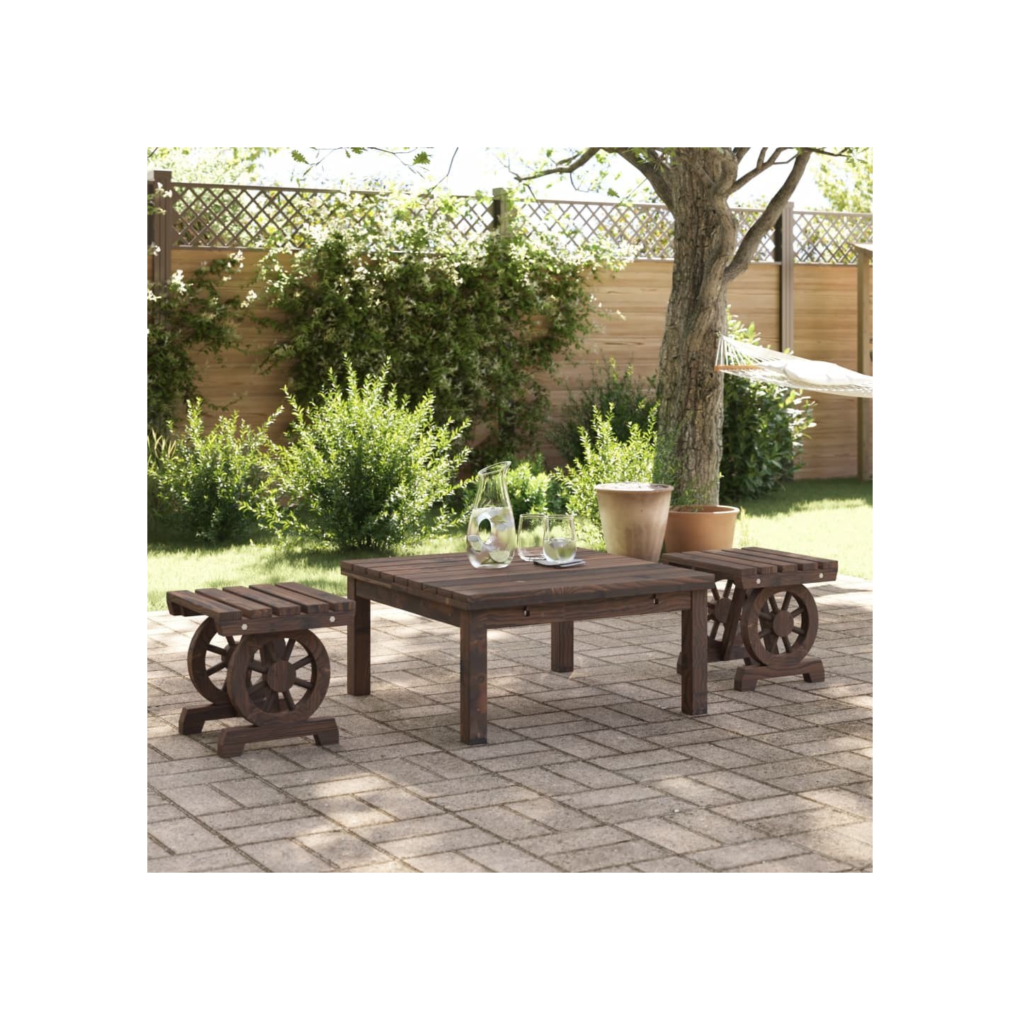 Repose-pieds de jardin lot de 2 bois de sapin massif