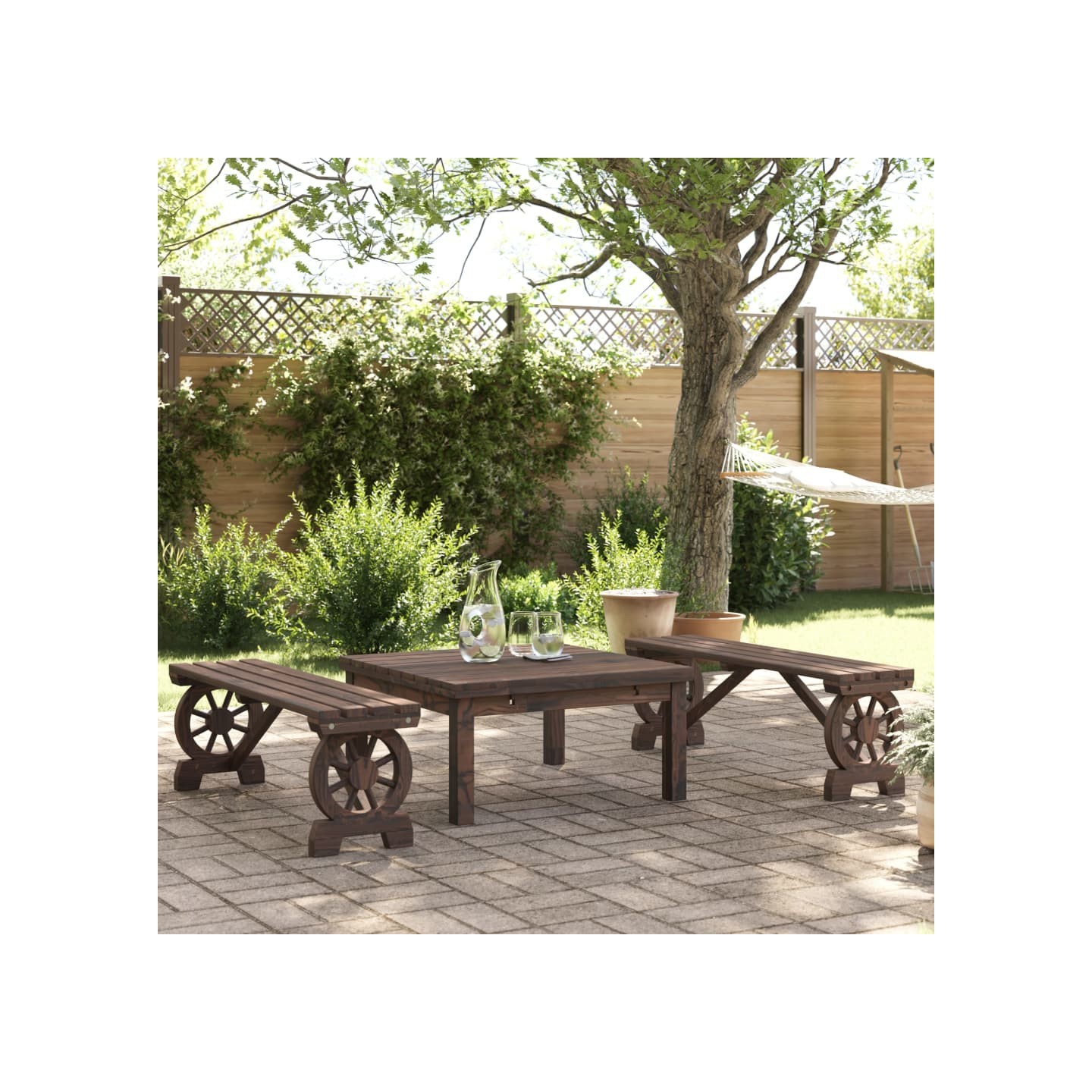 Bancs de jardin lot de 2 bois de sapin massif