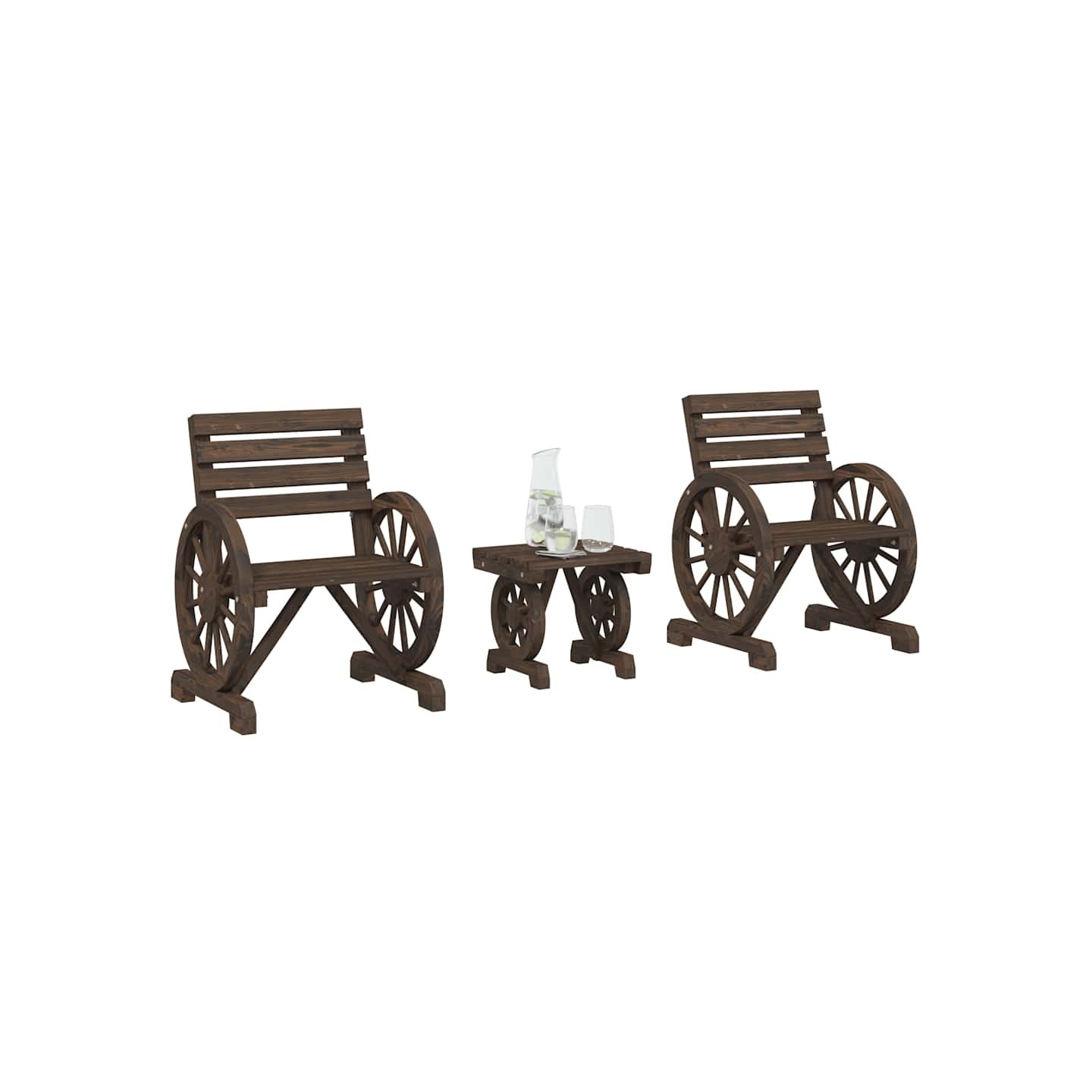 Salon de jardin 3 pcs bois de sapin massif