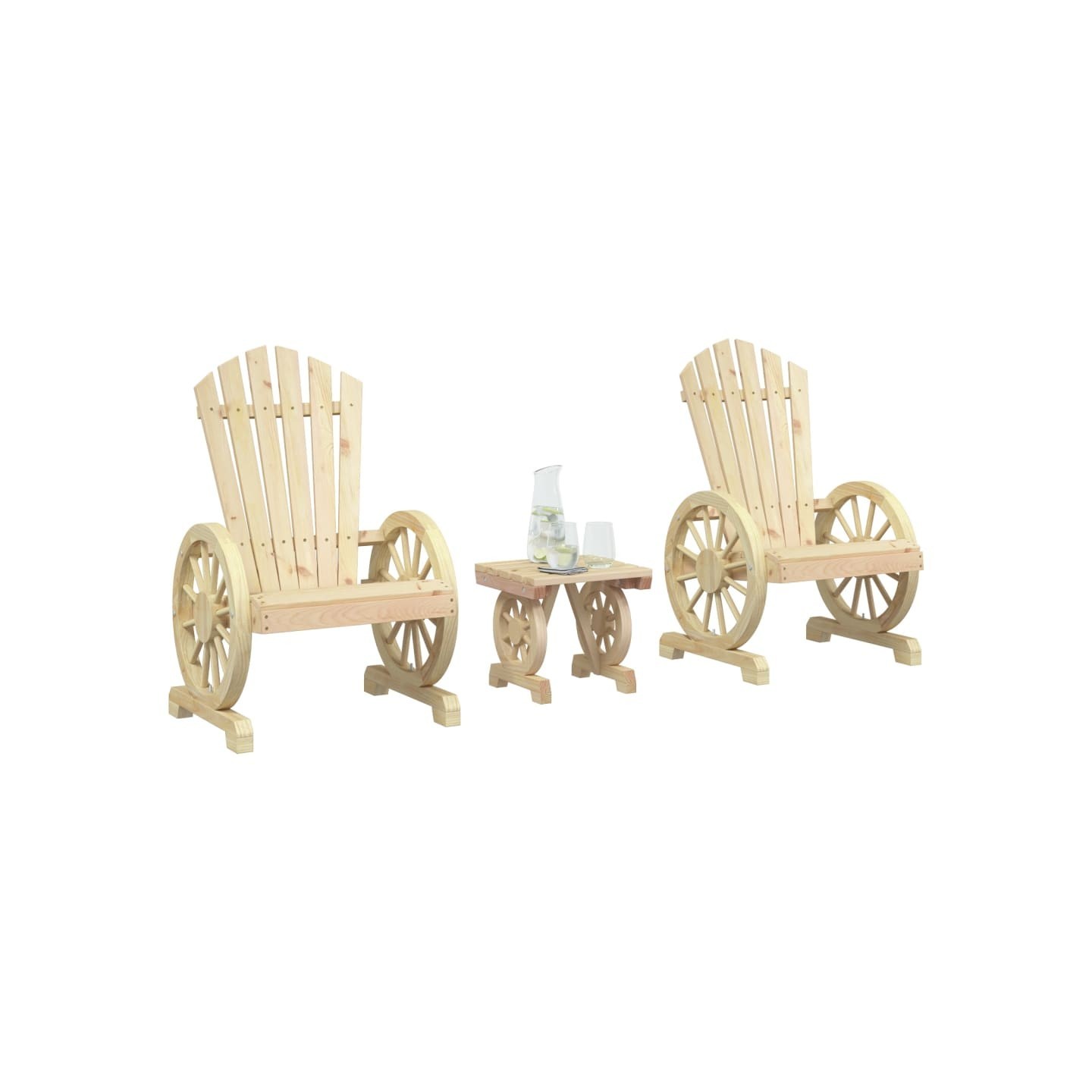 Salon de jardin 3 pcs bois de sapin massif
