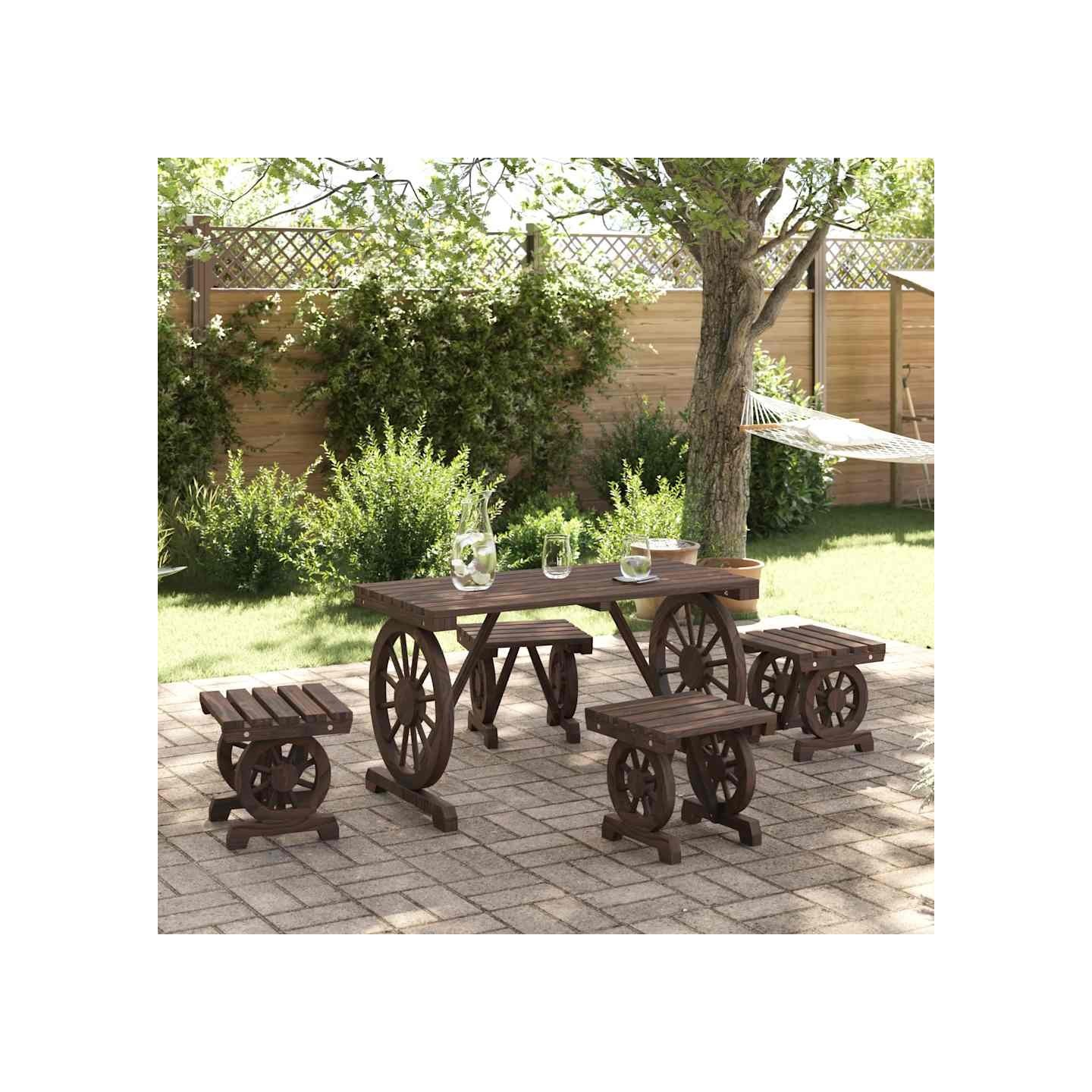 Ensemble à manger de jardin 5 pcs bois de sapin massif