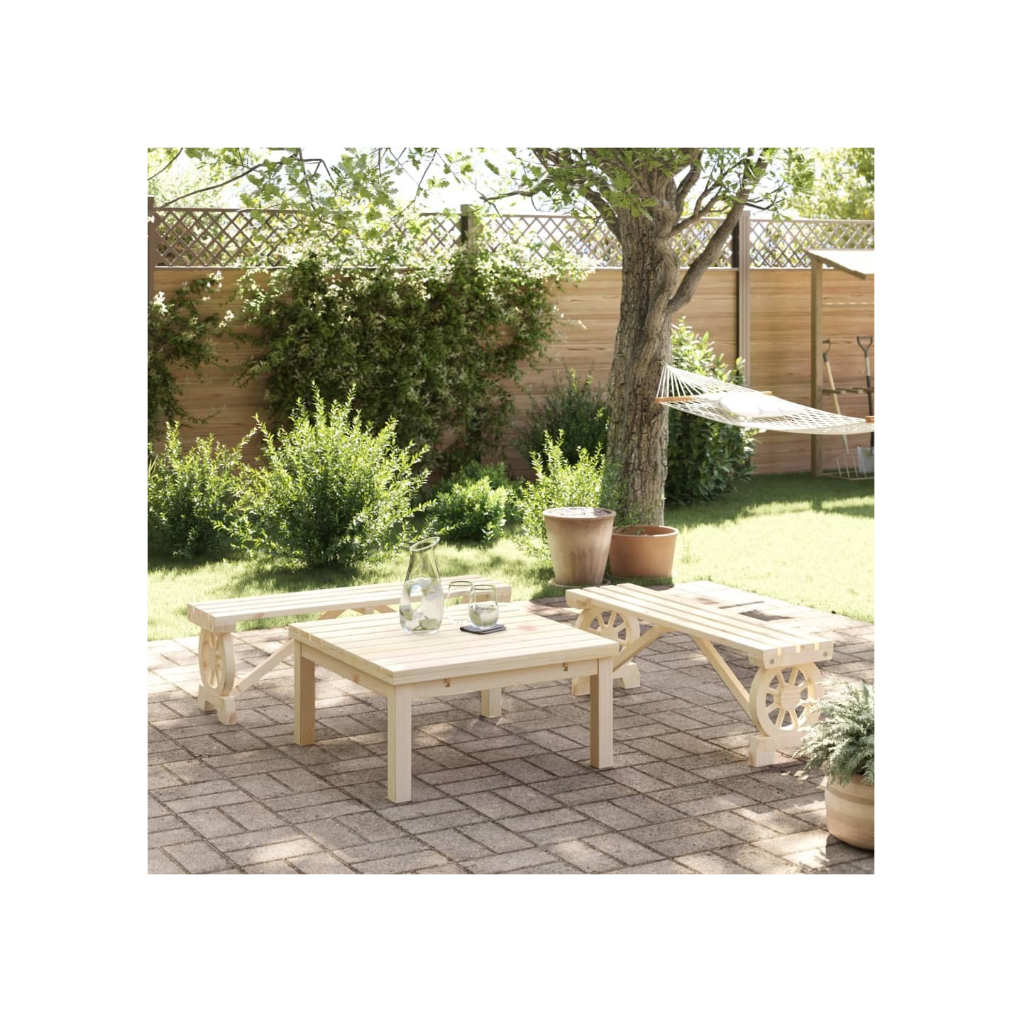 Bancs de jardin lot de 2 bois de sapin massif