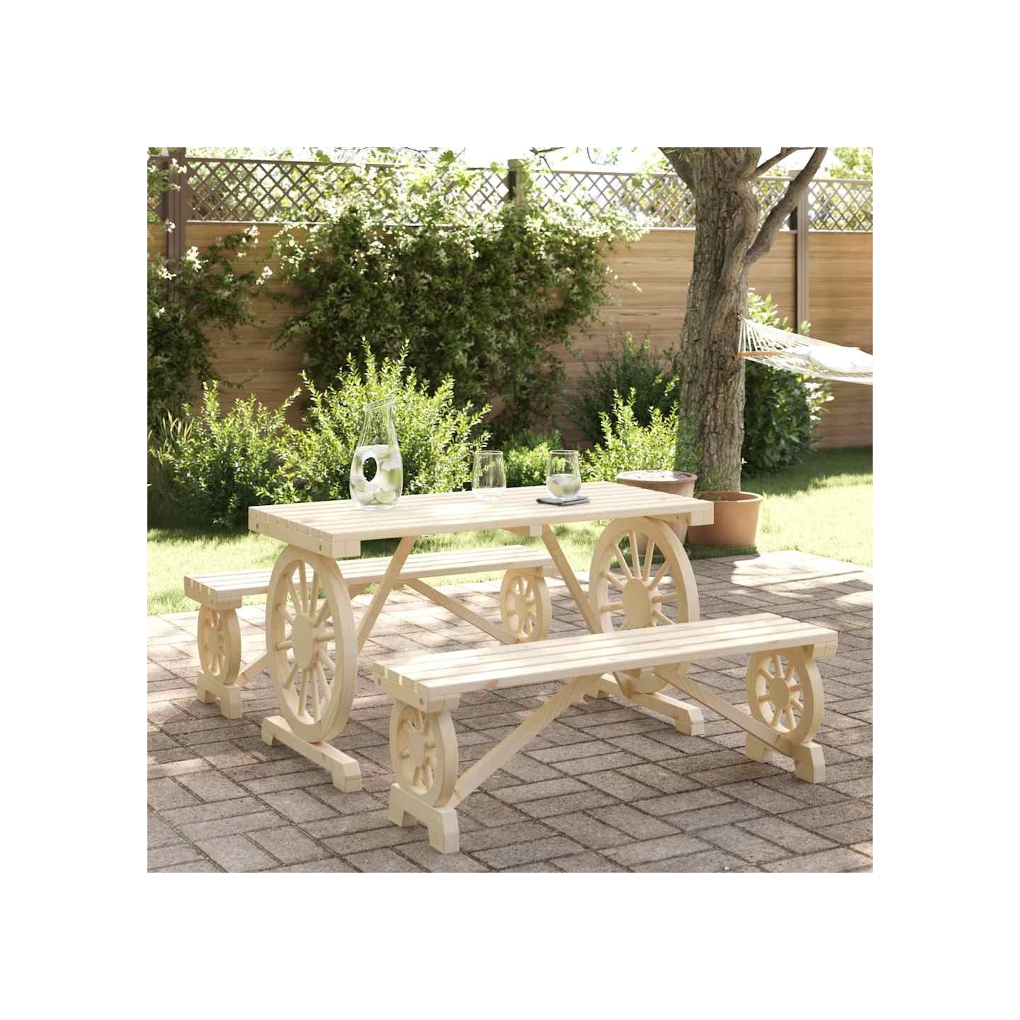 Ensemble à manger de jardin 3 pcs bois de sapin massif