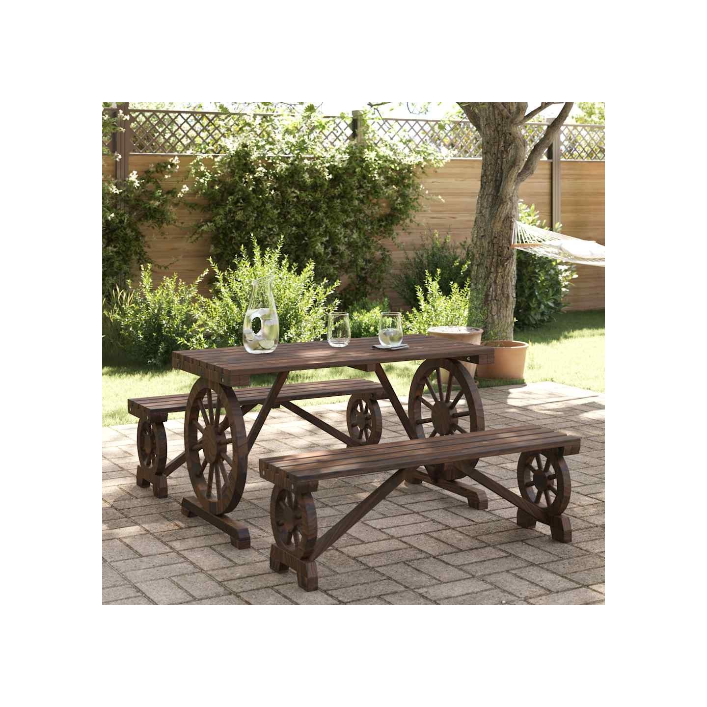 Ensemble à manger de jardin 3 pcs bois de sapin massif
