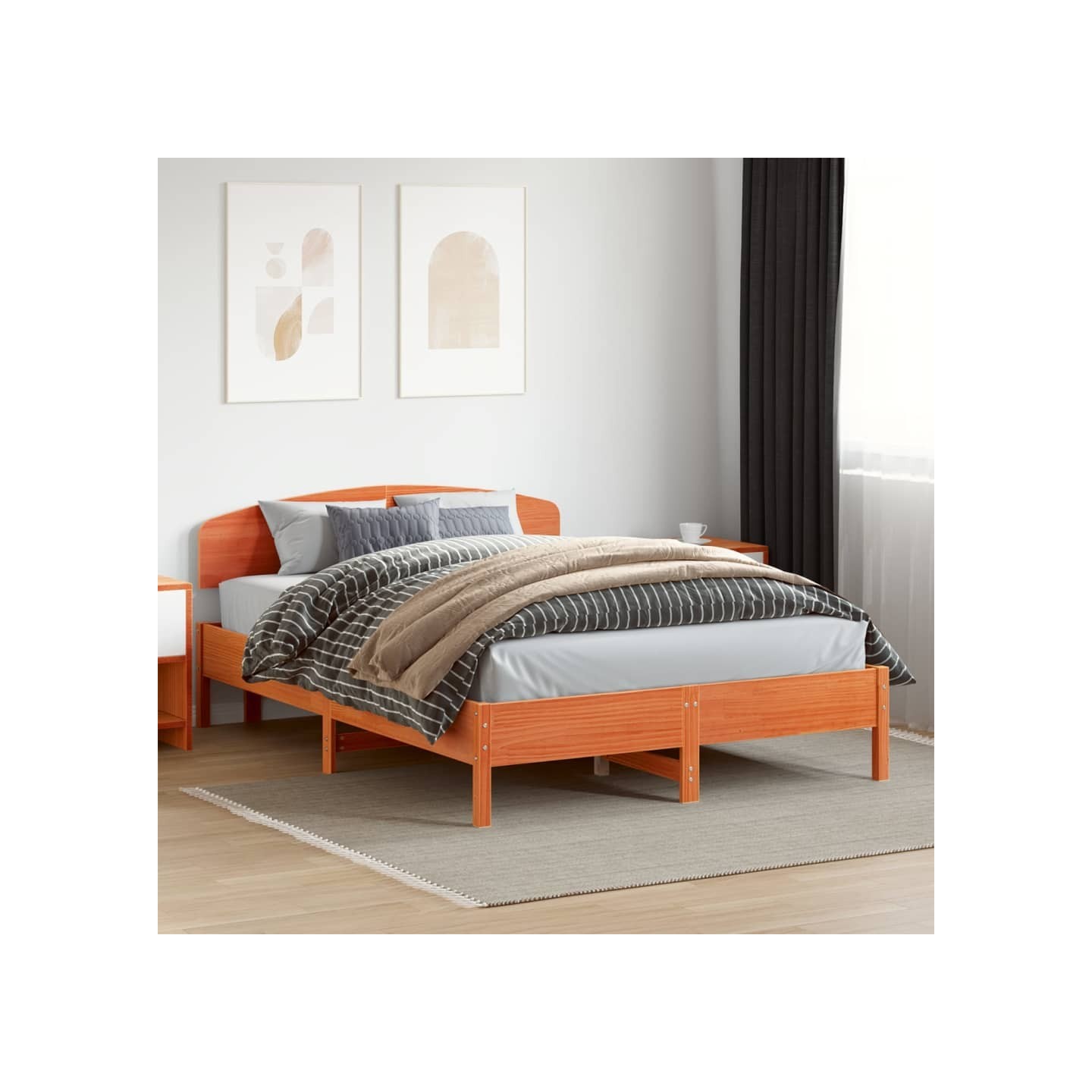 Cadre de lit sans matelas cire marron 120x200cm bois pin massif