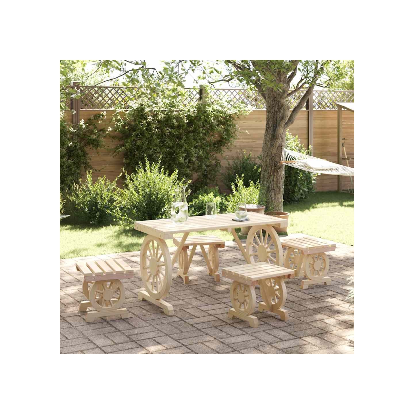 Ensemble à manger de jardin 5 pcs bois de sapin massif